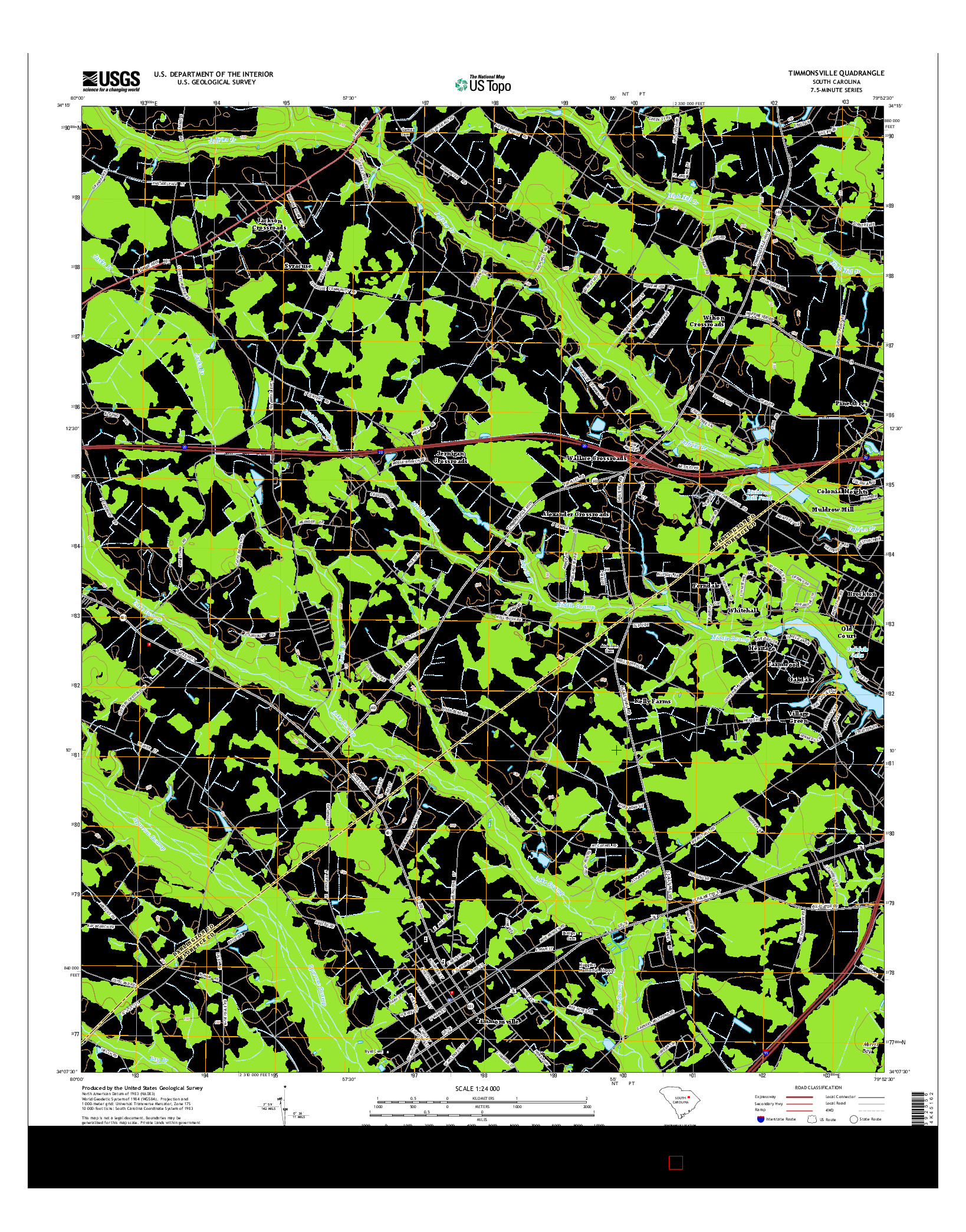 USGS US TOPO 7.5-MINUTE MAP FOR TIMMONSVILLE, SC 2014