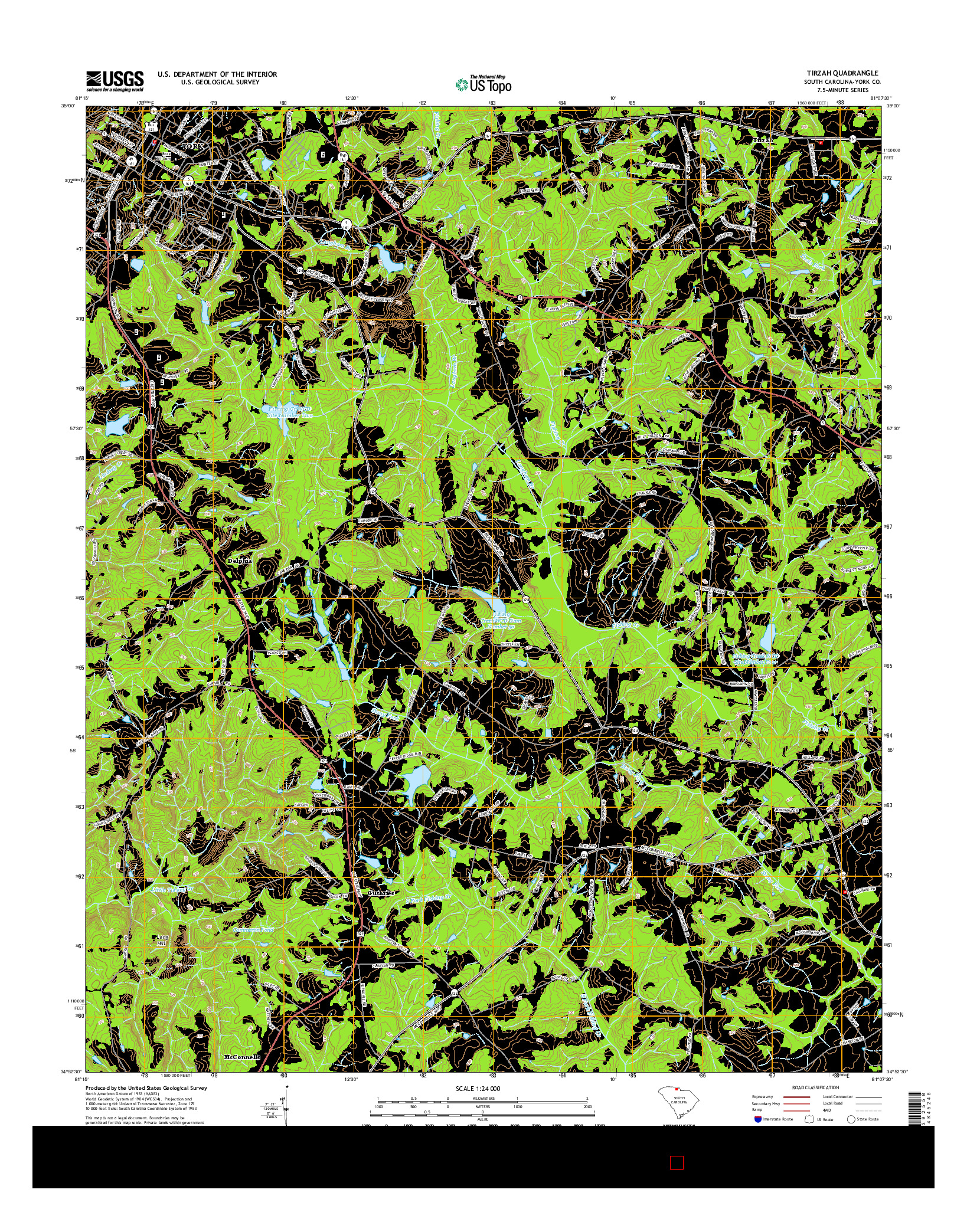 USGS US TOPO 7.5-MINUTE MAP FOR TIRZAH, SC 2014