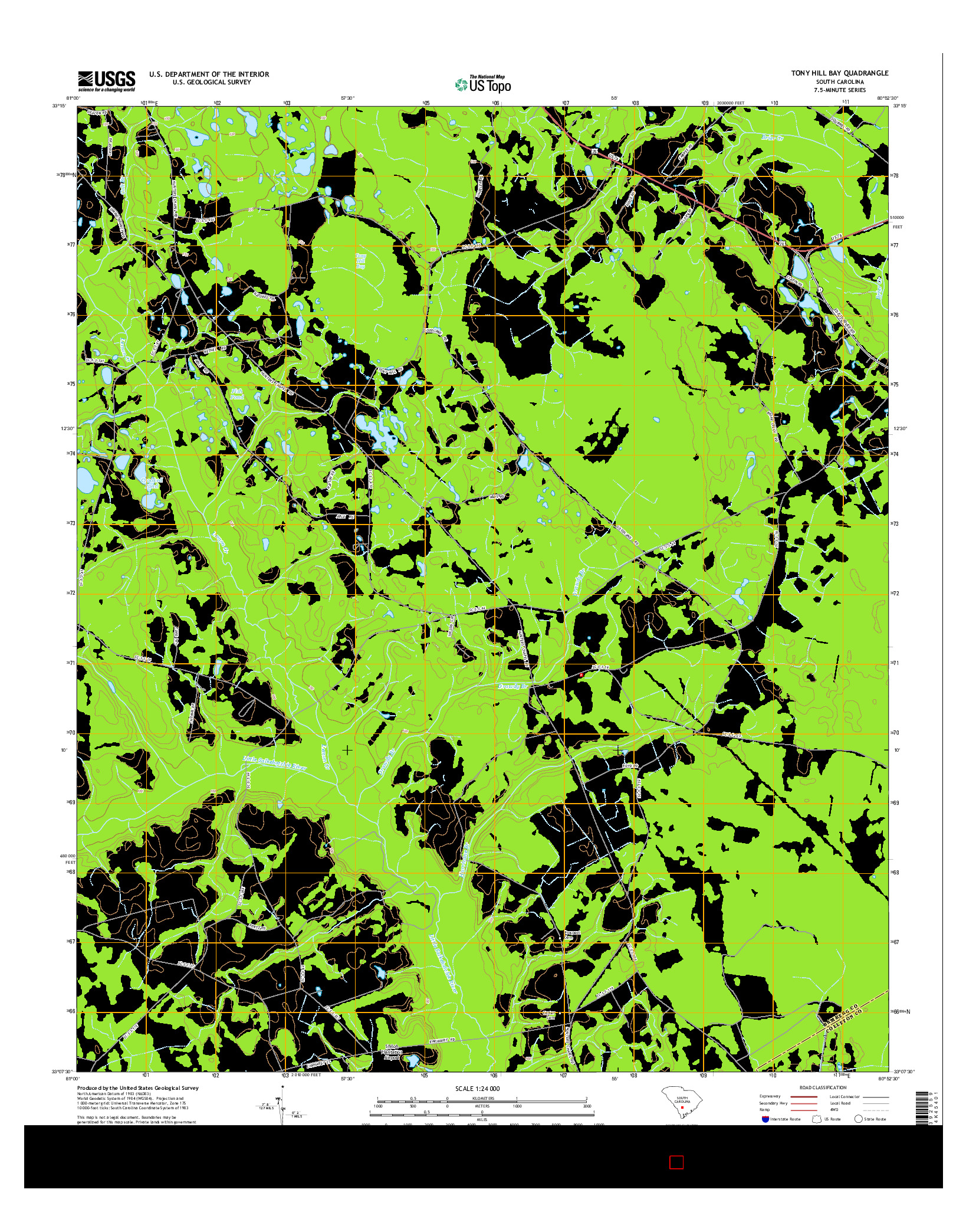 USGS US TOPO 7.5-MINUTE MAP FOR TONY HILL BAY, SC 2014