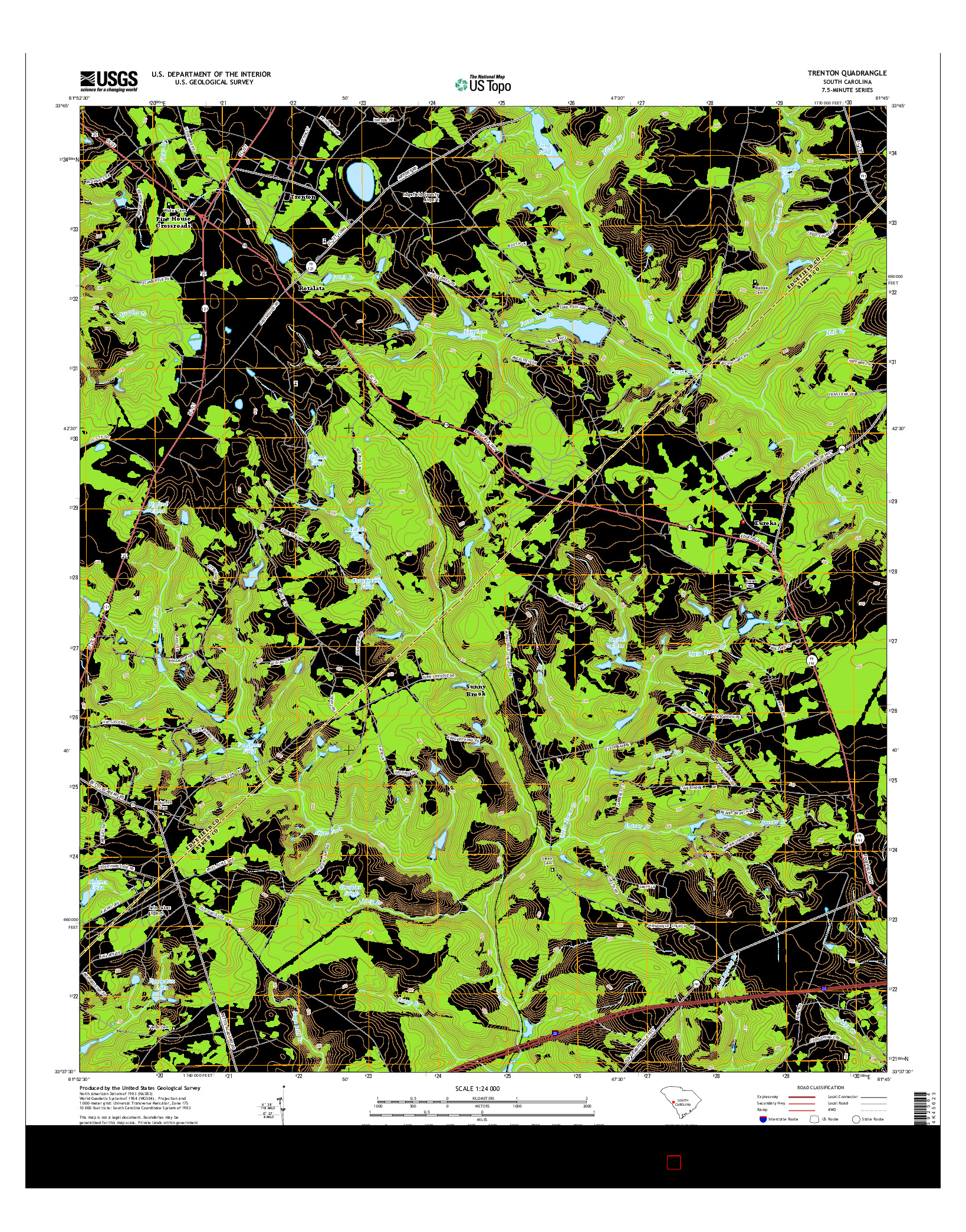 USGS US TOPO 7.5-MINUTE MAP FOR TRENTON, SC 2014