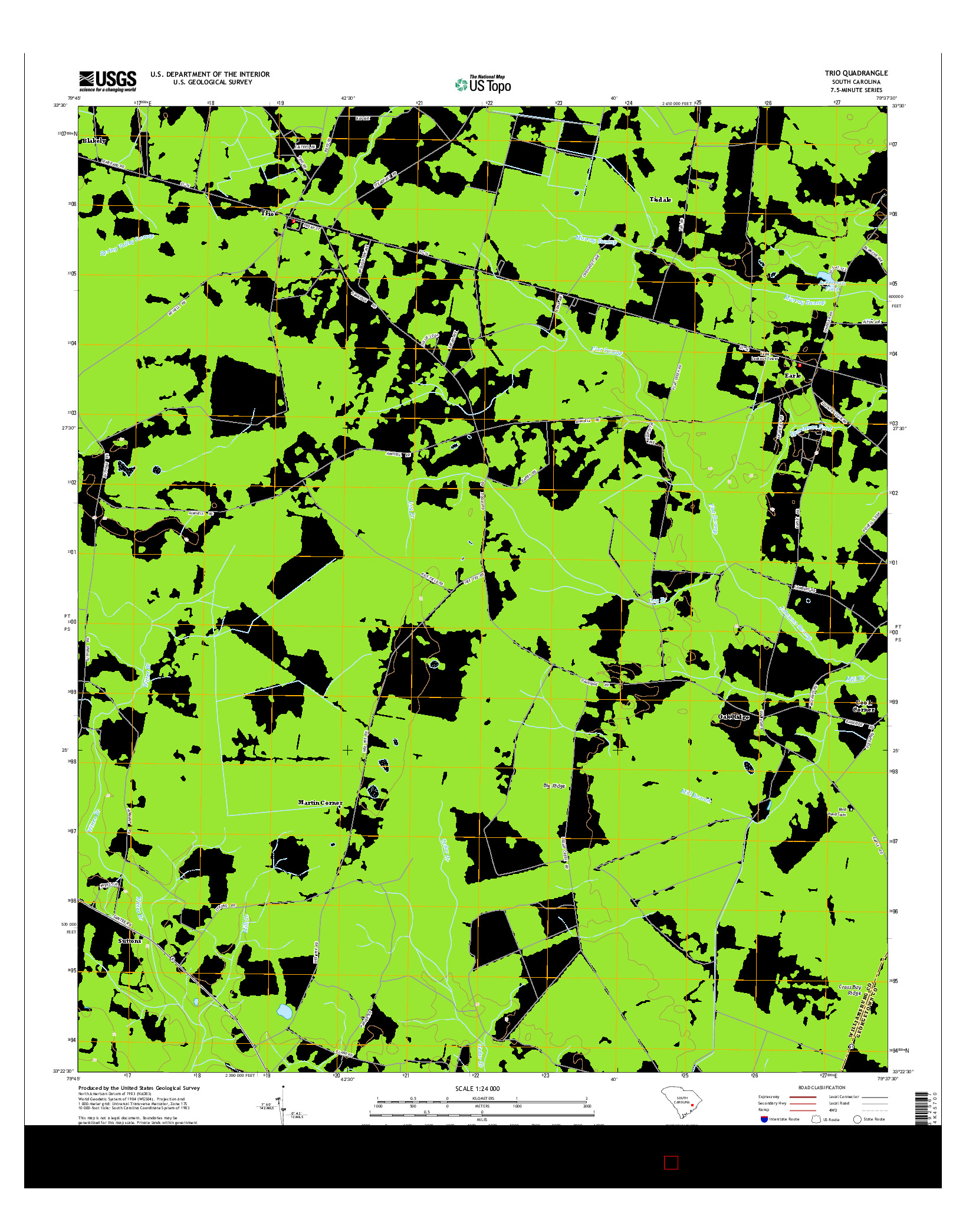 USGS US TOPO 7.5-MINUTE MAP FOR TRIO, SC 2014