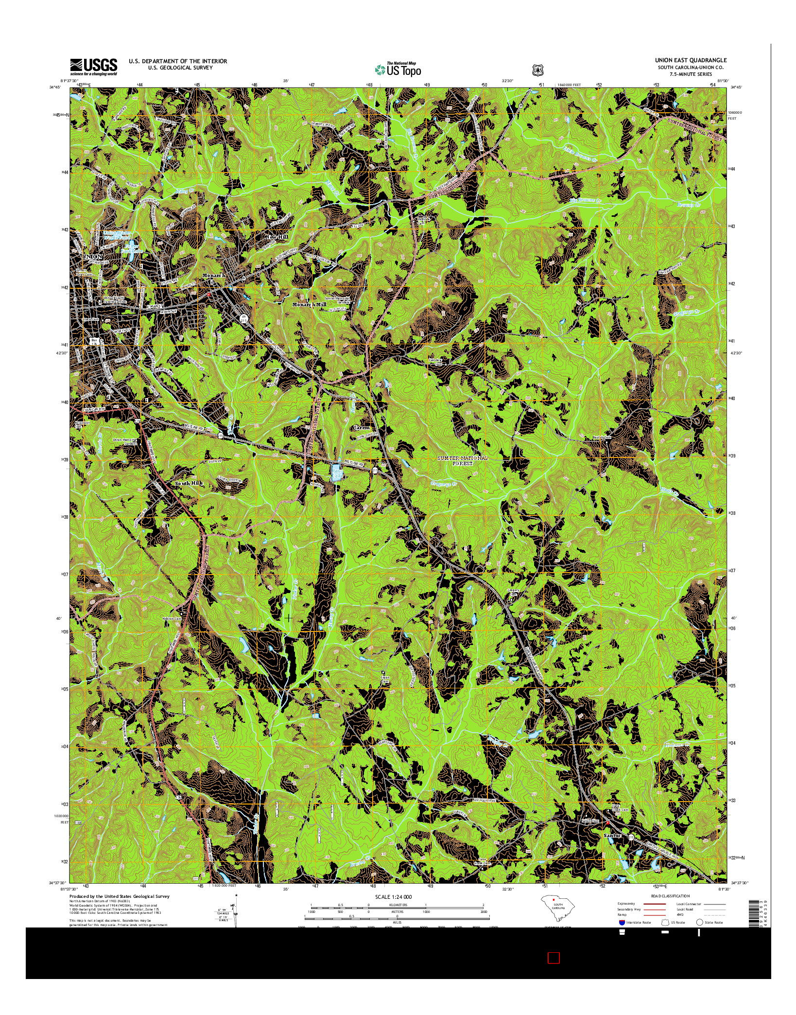 USGS US TOPO 7.5-MINUTE MAP FOR UNION EAST, SC 2014