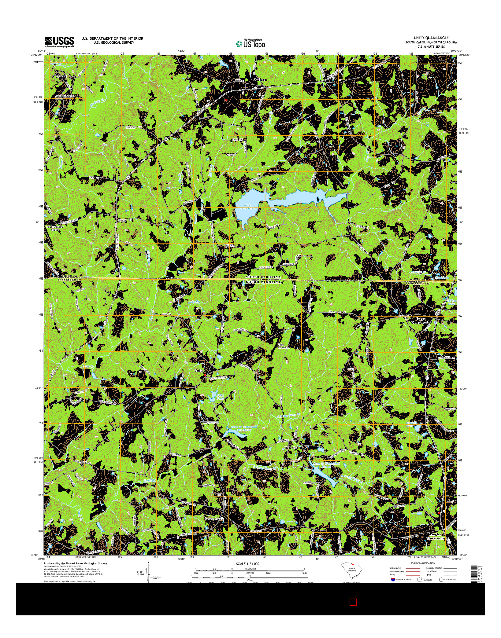 USGS US TOPO 7.5-MINUTE MAP FOR UNITY, SC-NC 2014