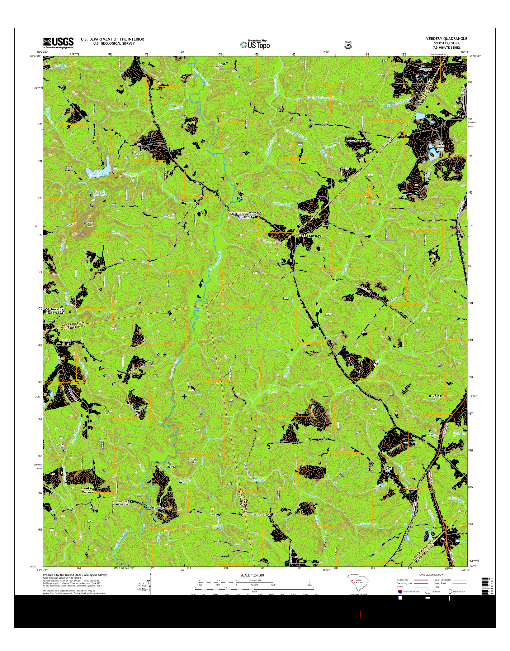 USGS US TOPO 7.5-MINUTE MAP FOR VERDERY, SC 2014