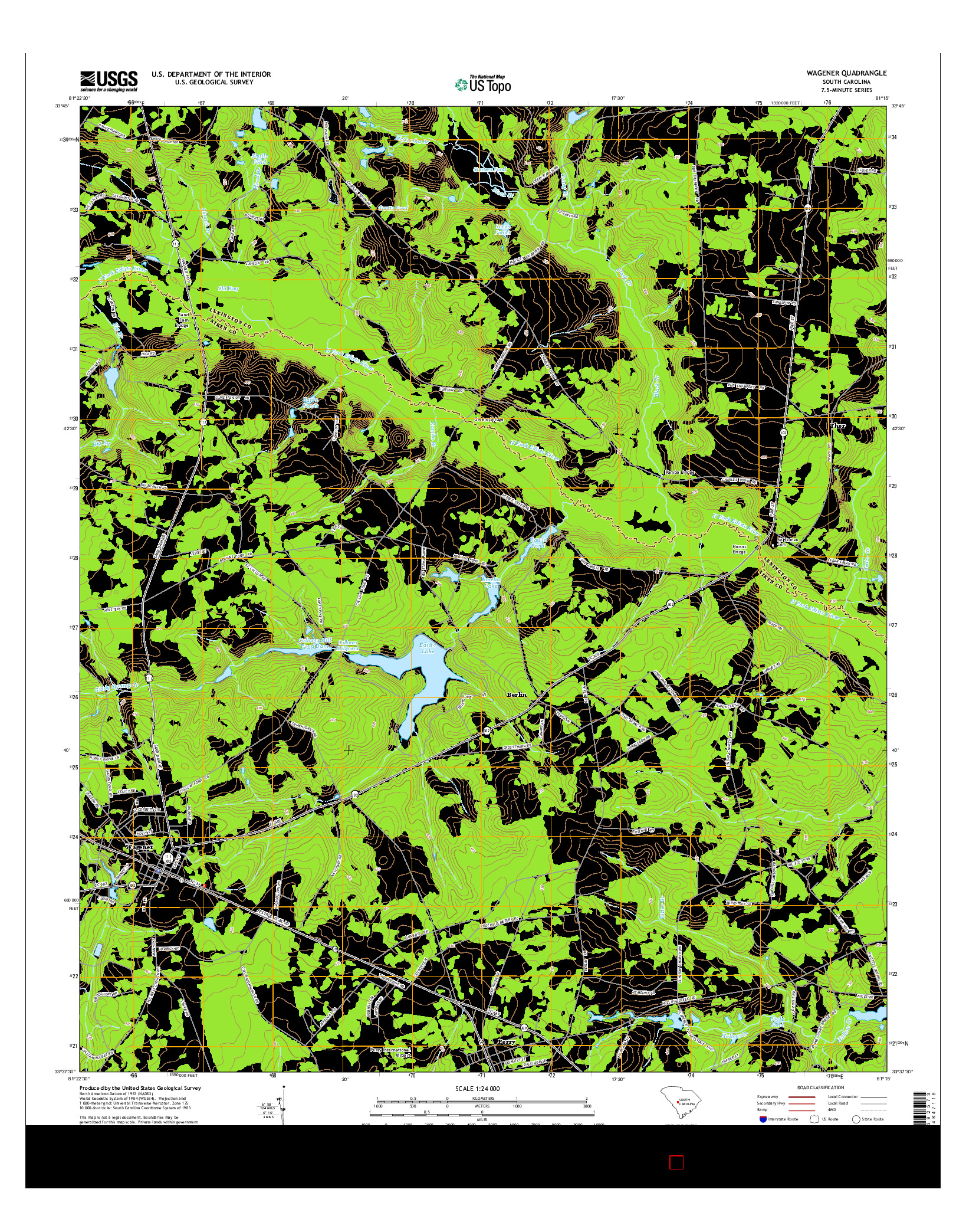 USGS US TOPO 7.5-MINUTE MAP FOR WAGENER, SC 2014