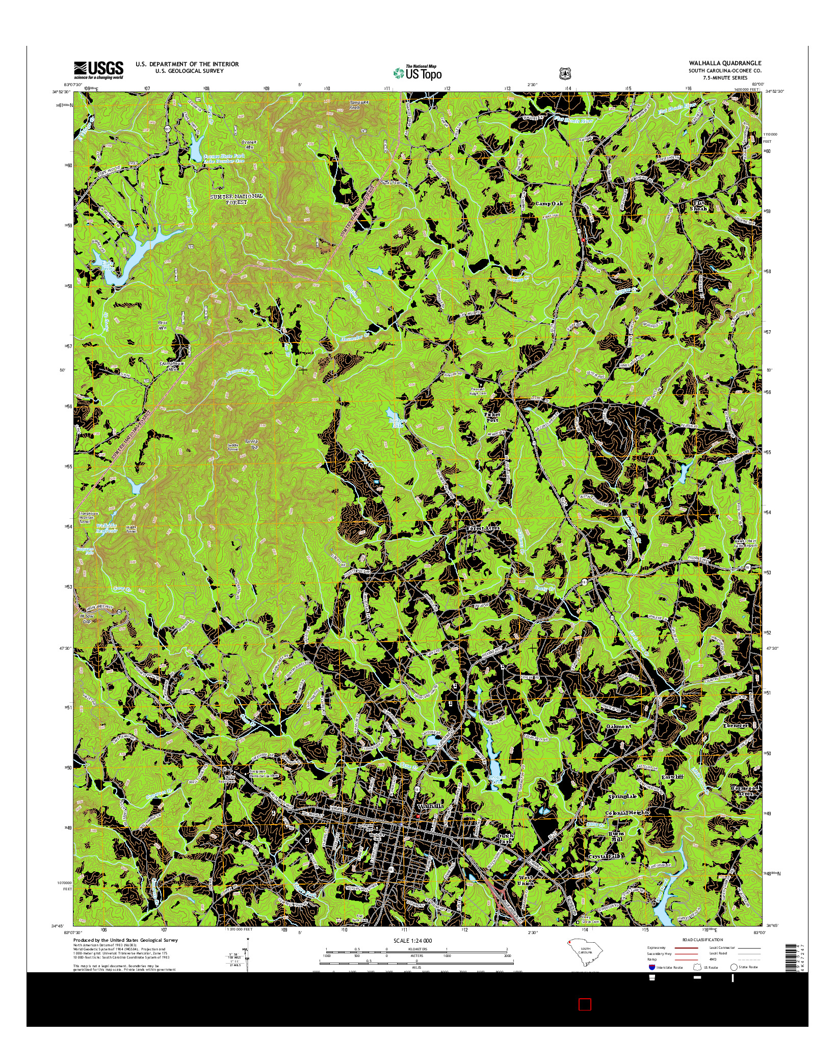 USGS US TOPO 7.5-MINUTE MAP FOR WALHALLA, SC 2014