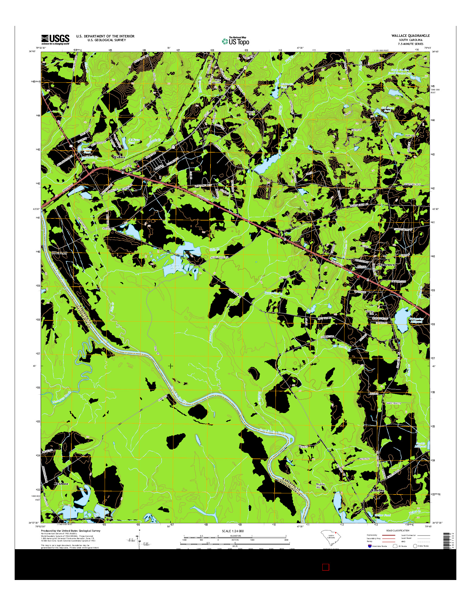 USGS US TOPO 7.5-MINUTE MAP FOR WALLACE, SC 2014