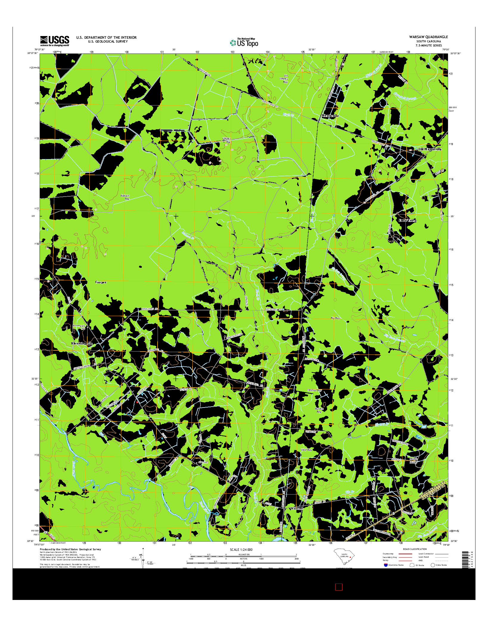 USGS US TOPO 7.5-MINUTE MAP FOR WARSAW, SC 2014