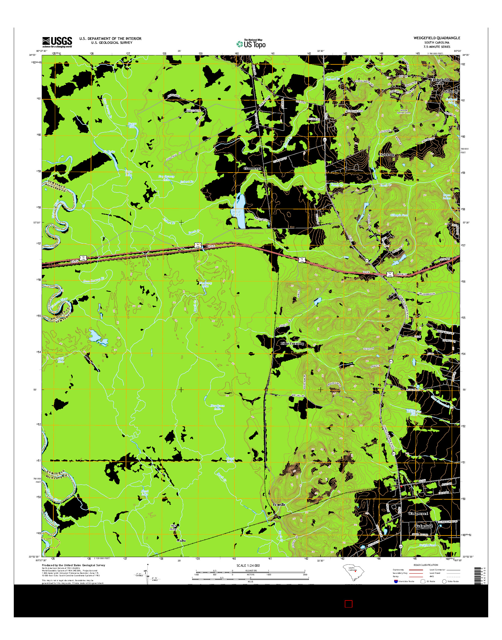 USGS US TOPO 7.5-MINUTE MAP FOR WEDGEFIELD, SC 2014