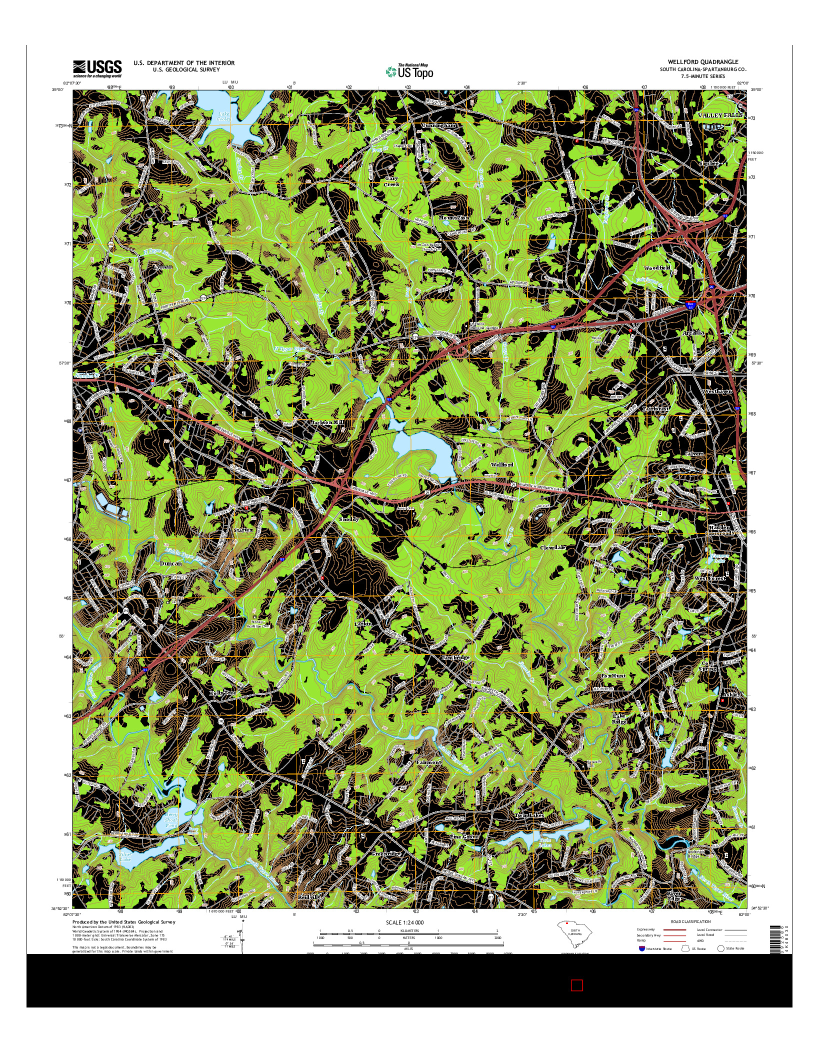 USGS US TOPO 7.5-MINUTE MAP FOR WELLFORD, SC 2014