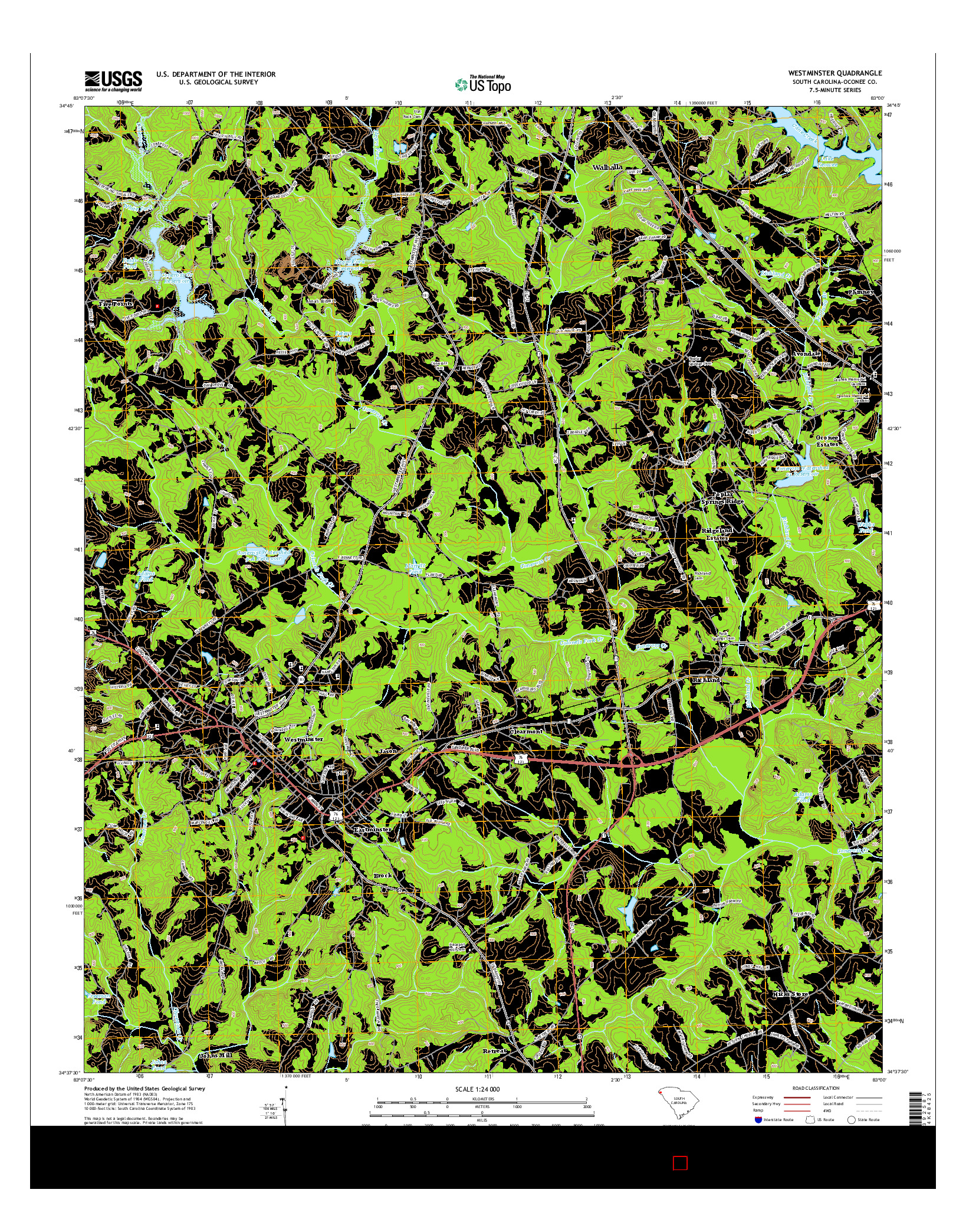 USGS US TOPO 7.5-MINUTE MAP FOR WESTMINSTER, SC 2014