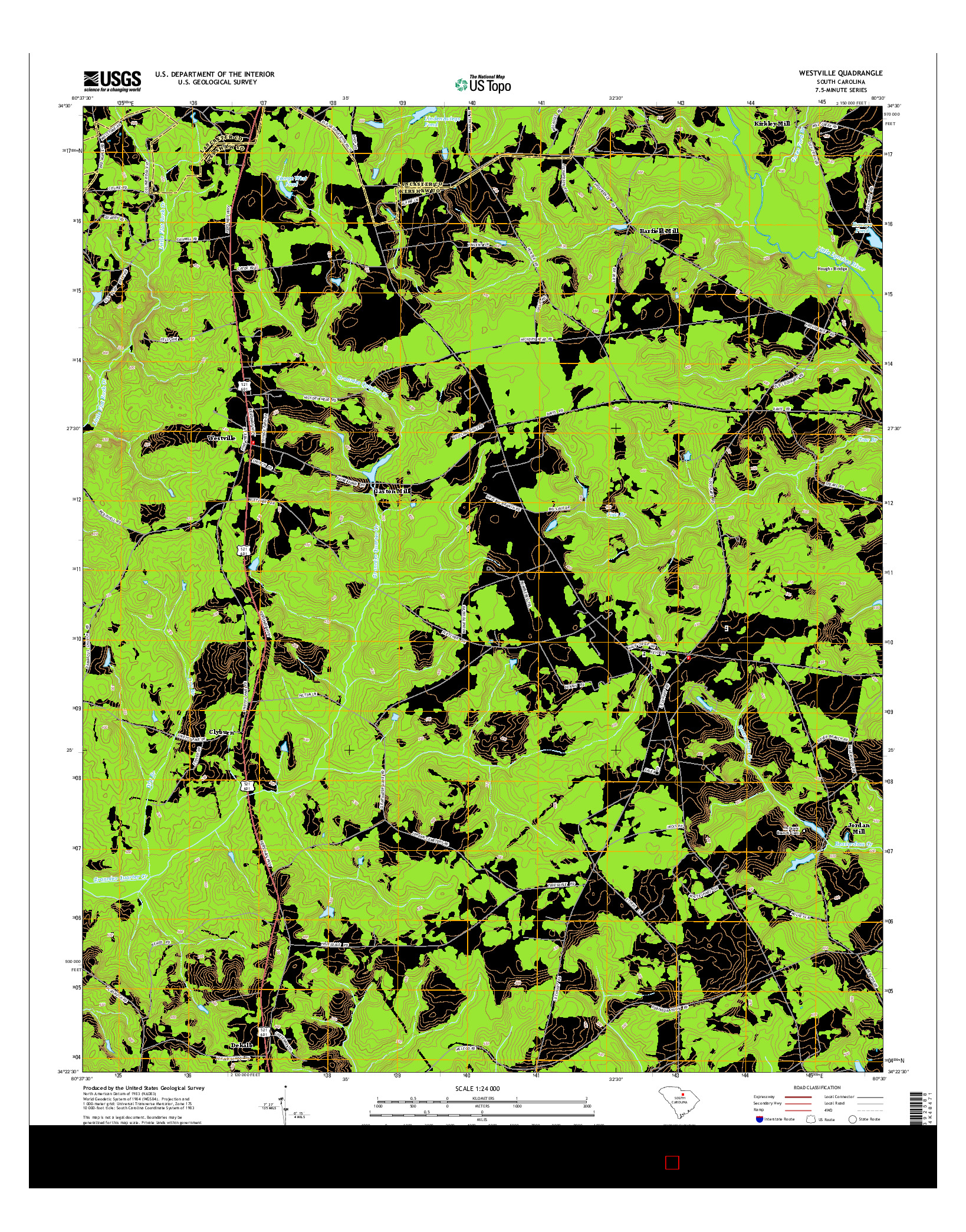 USGS US TOPO 7.5-MINUTE MAP FOR WESTVILLE, SC 2014