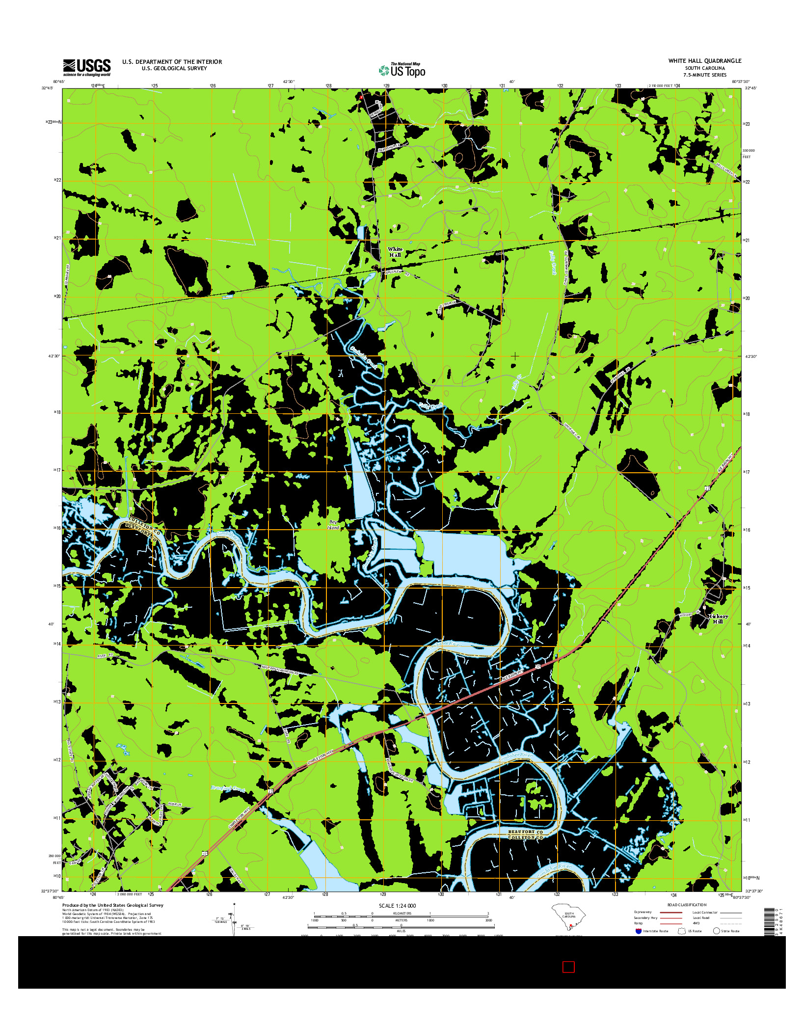 USGS US TOPO 7.5-MINUTE MAP FOR WHITE HALL, SC 2014