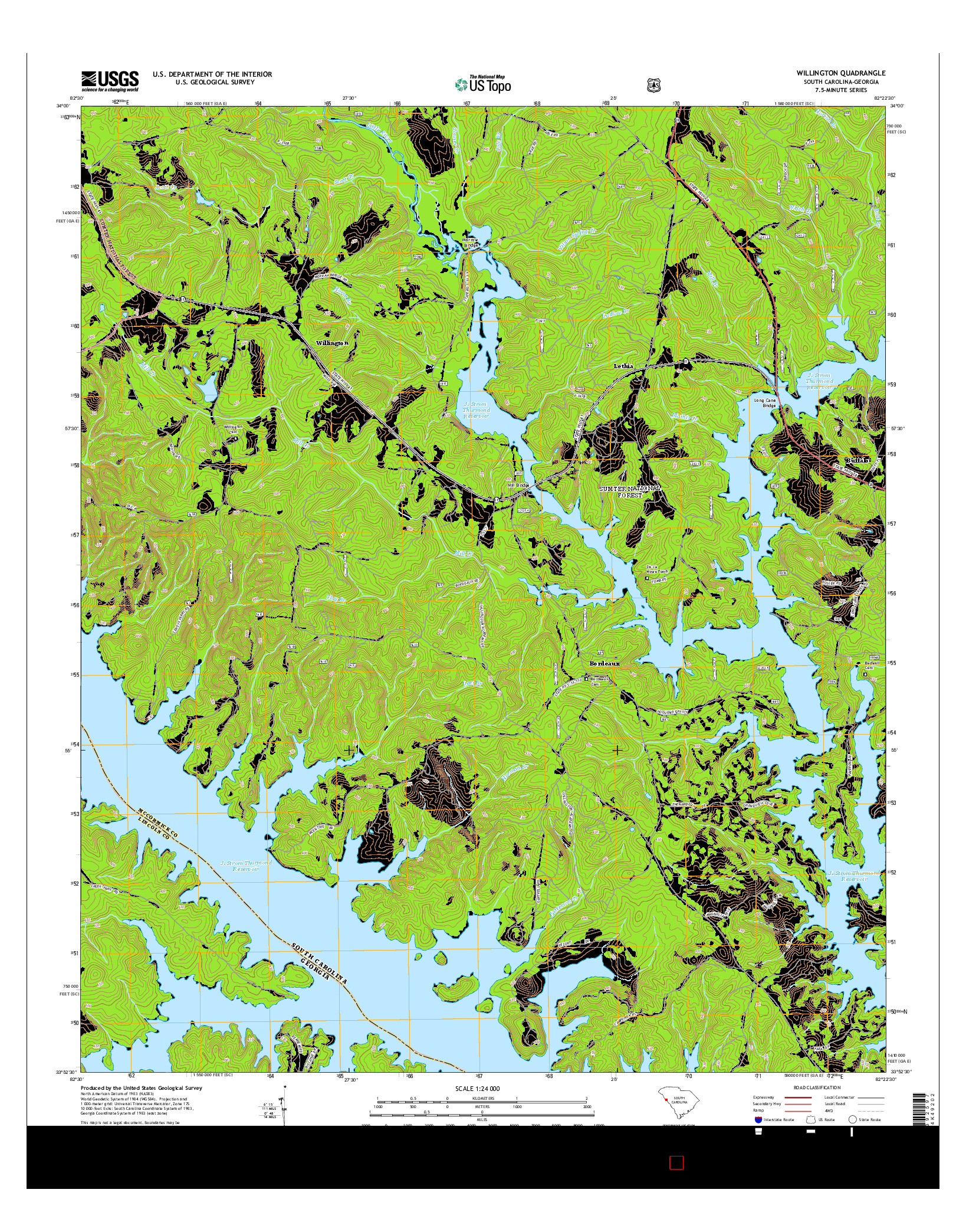 USGS US TOPO 7.5-MINUTE MAP FOR WILLINGTON, SC-GA 2014