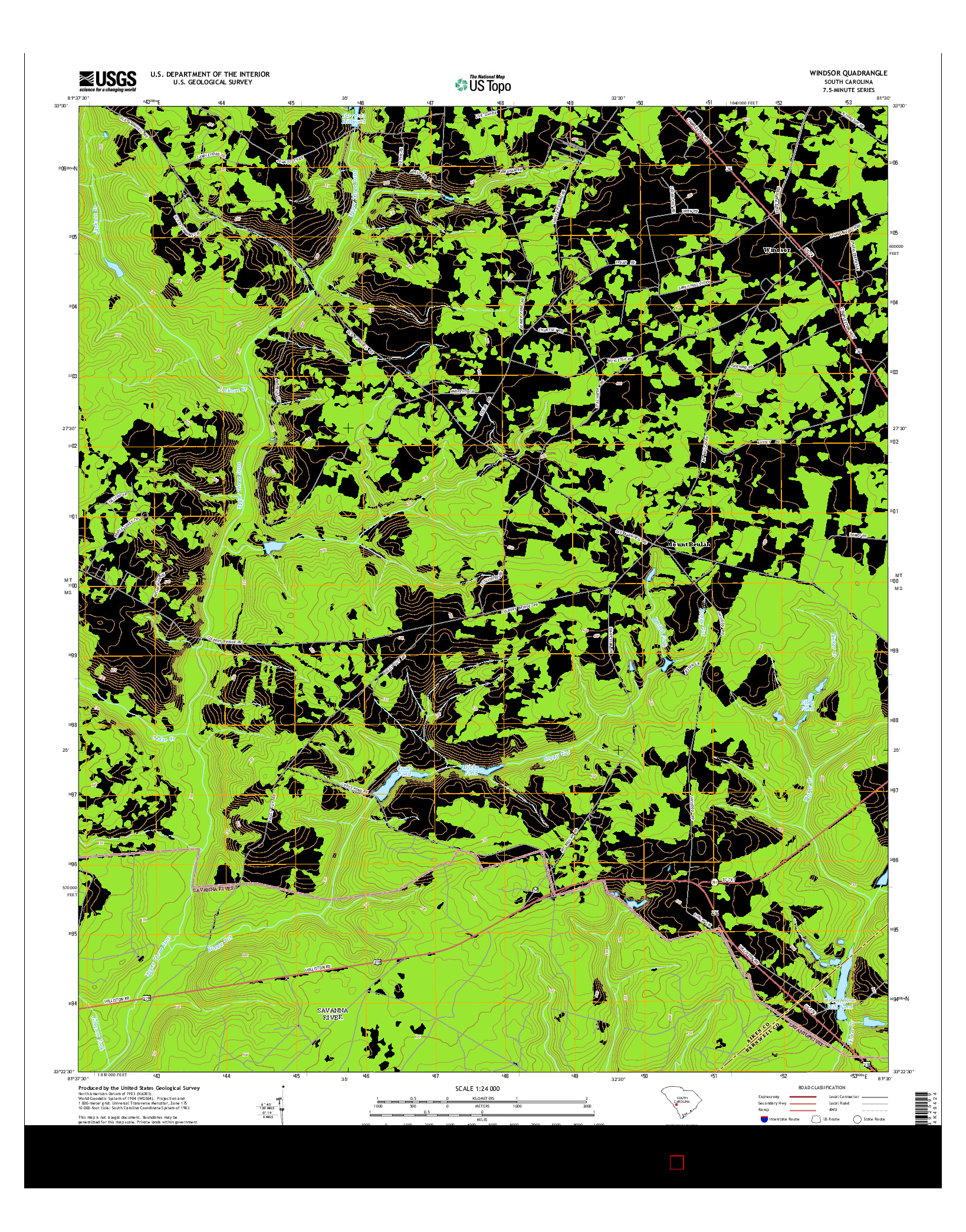 USGS US TOPO 7.5-MINUTE MAP FOR WINDSOR, SC 2014