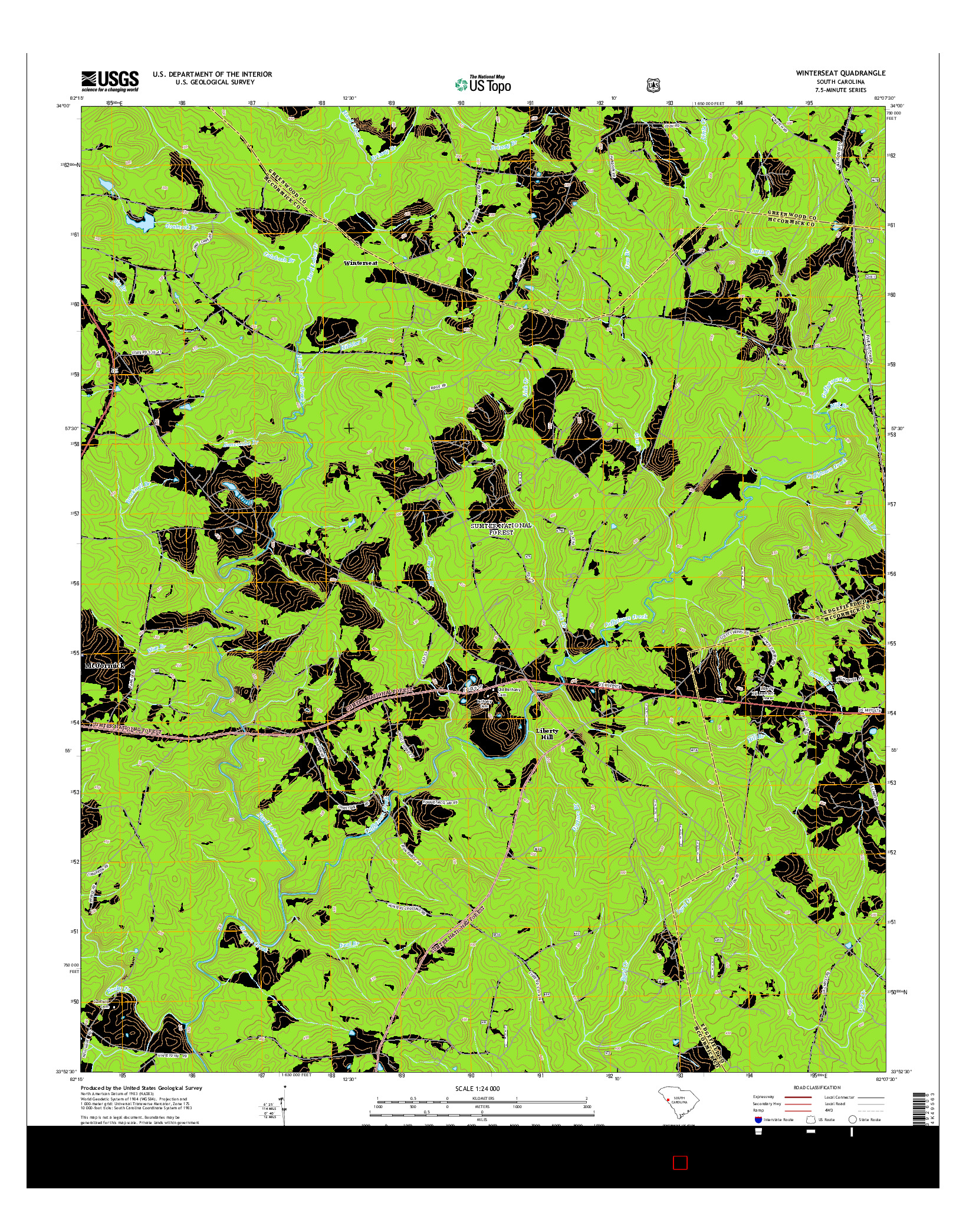 USGS US TOPO 7.5-MINUTE MAP FOR WINTERSEAT, SC 2014