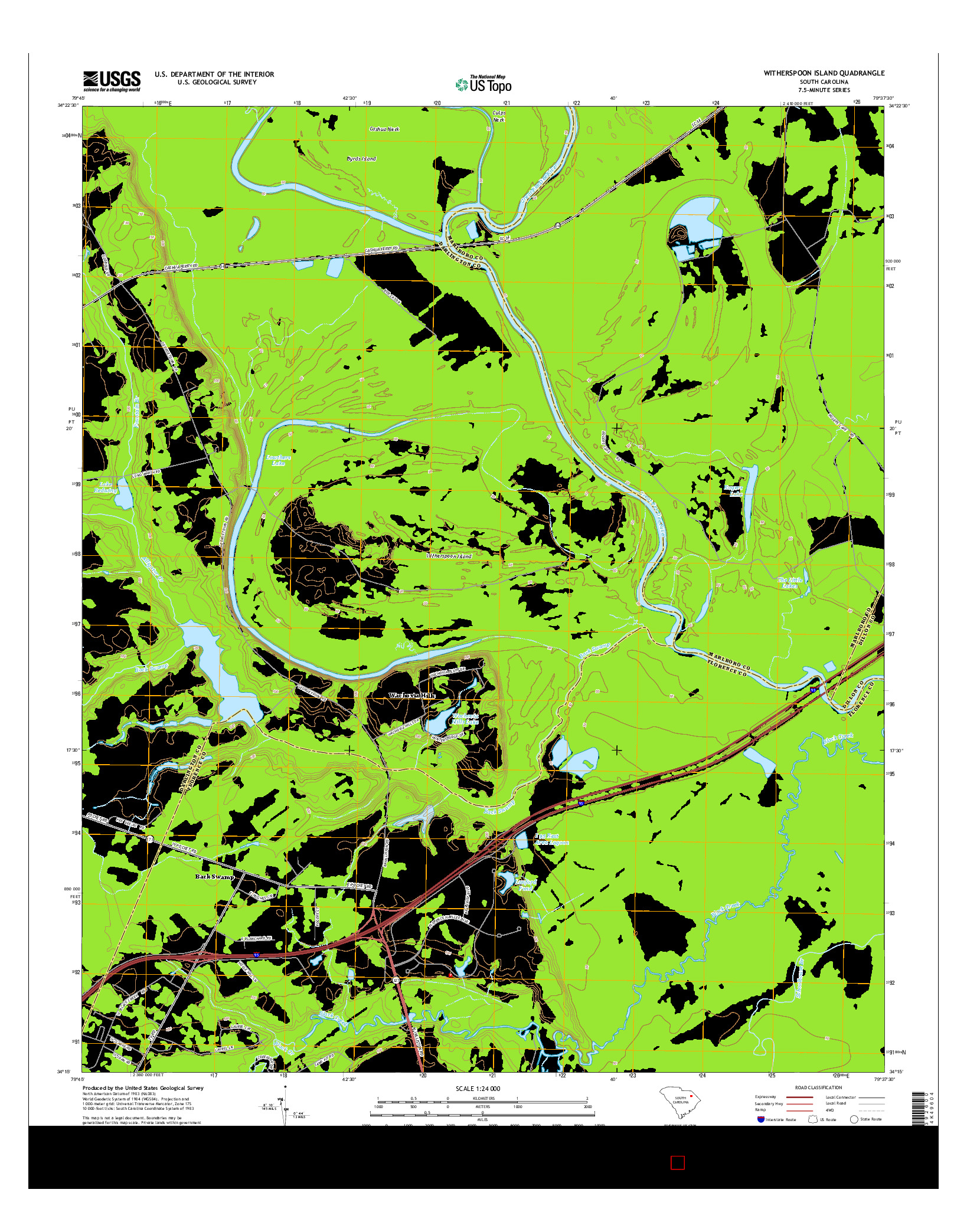 USGS US TOPO 7.5-MINUTE MAP FOR WITHERSPOON ISLAND, SC 2014