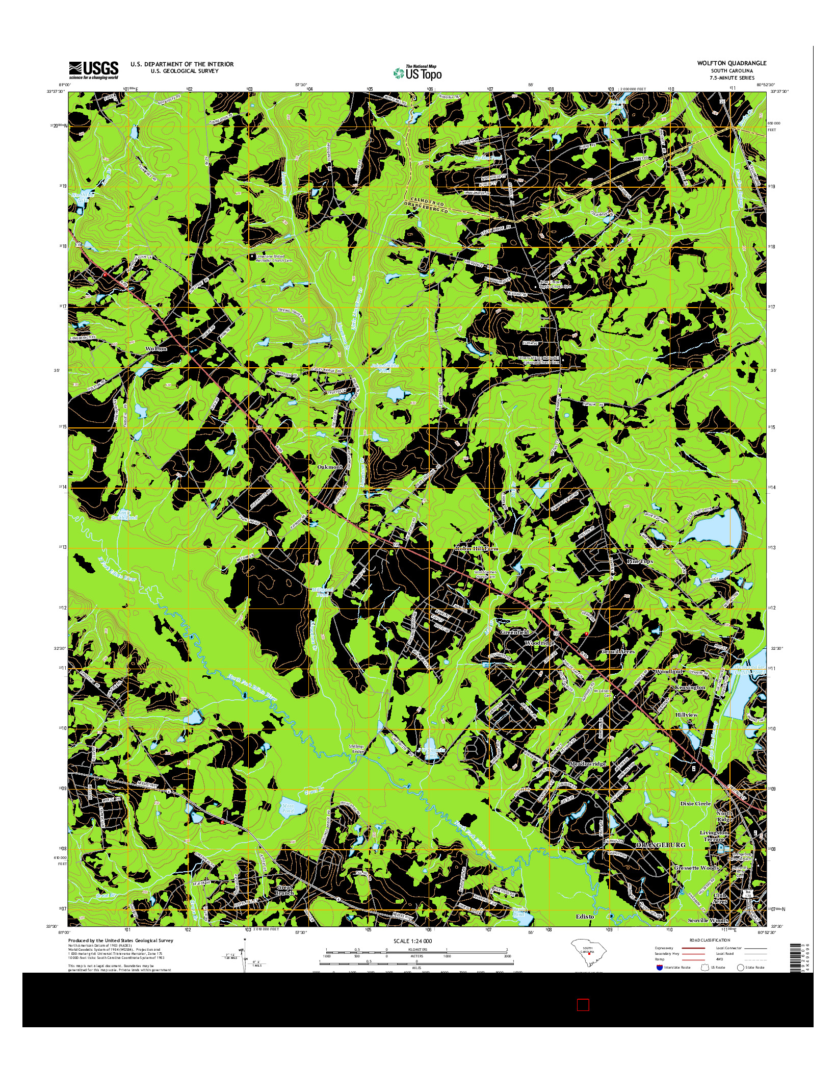 USGS US TOPO 7.5-MINUTE MAP FOR WOLFTON, SC 2014