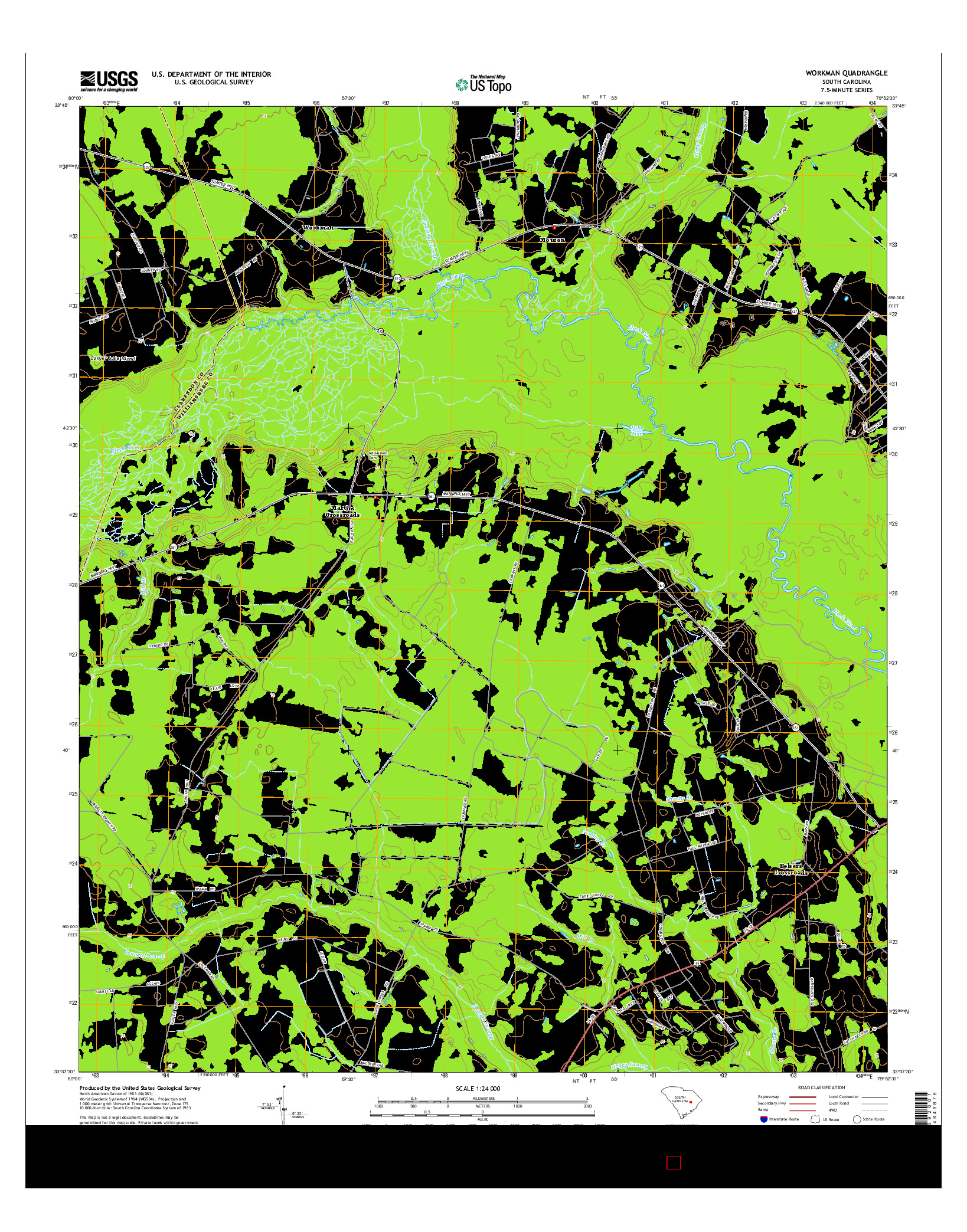 USGS US TOPO 7.5-MINUTE MAP FOR WORKMAN, SC 2014