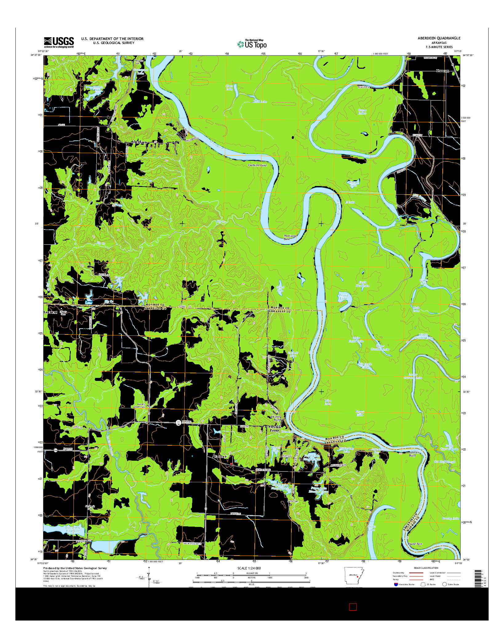 USGS US TOPO 7.5-MINUTE MAP FOR ABERDEEN, AR 2014