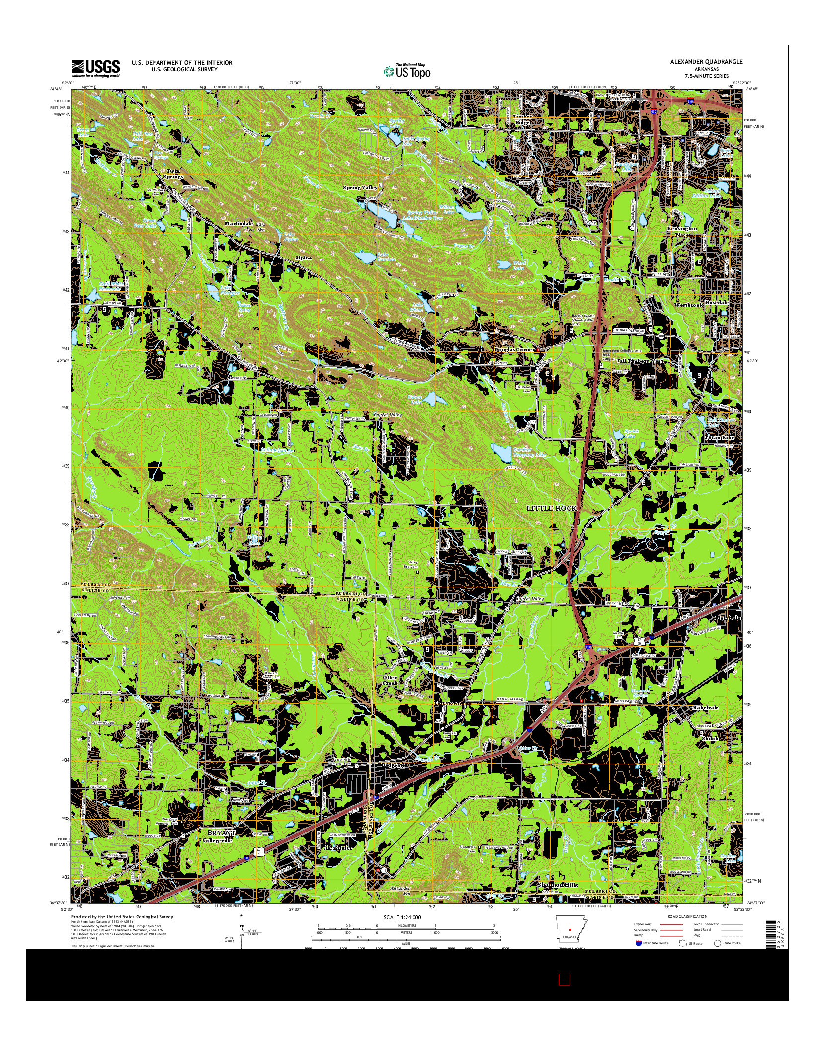 USGS US TOPO 7.5-MINUTE MAP FOR ALEXANDER, AR 2014