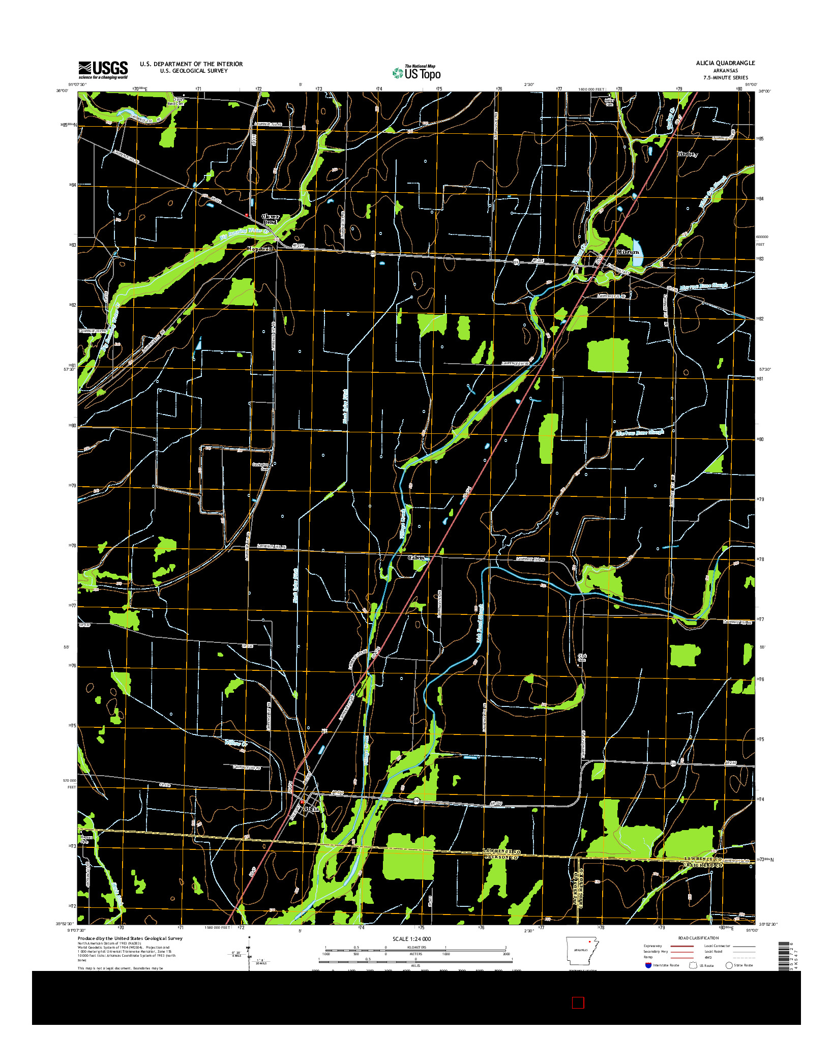 USGS US TOPO 7.5-MINUTE MAP FOR ALICIA, AR 2014