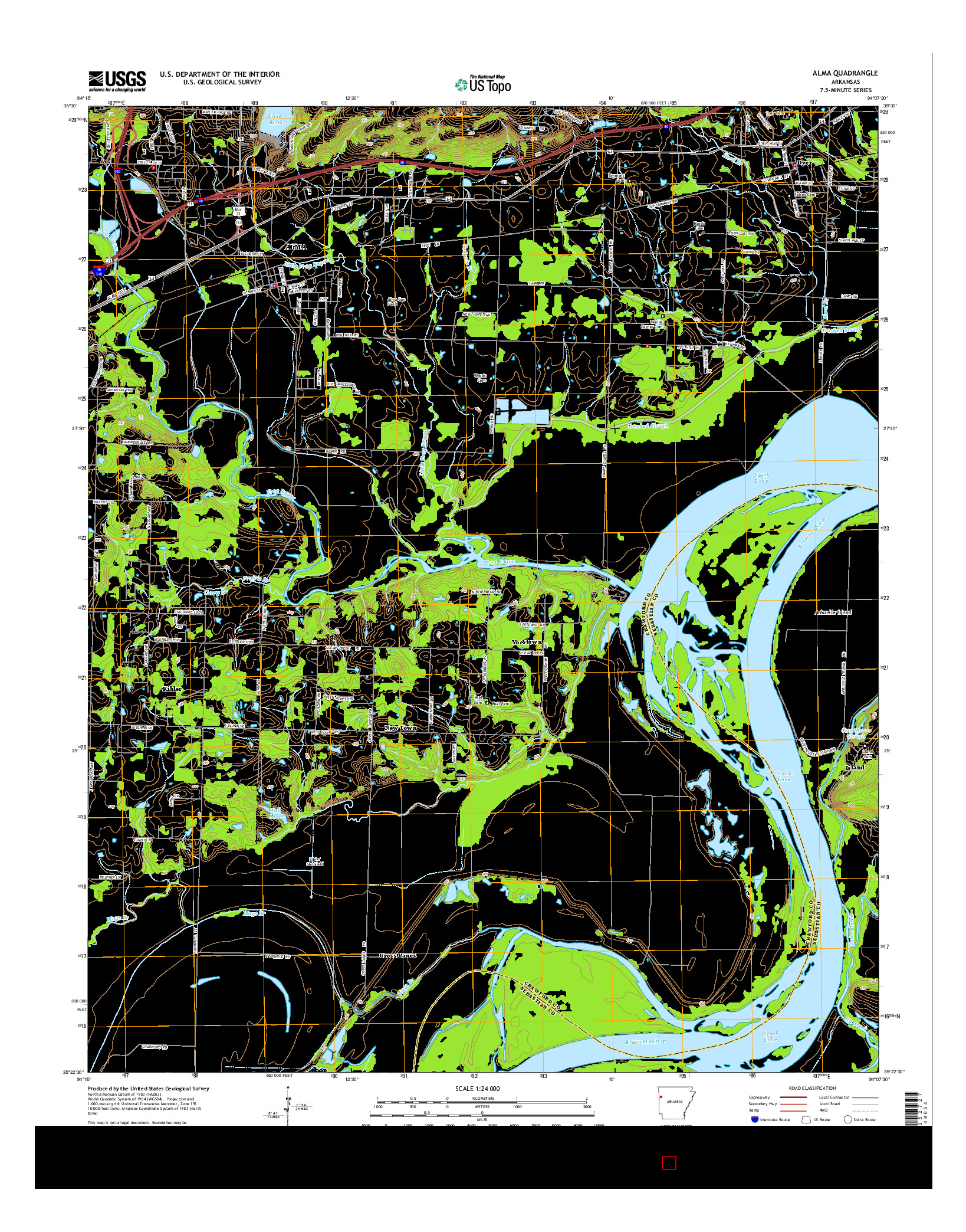 USGS US TOPO 7.5-MINUTE MAP FOR ALMA, AR 2014