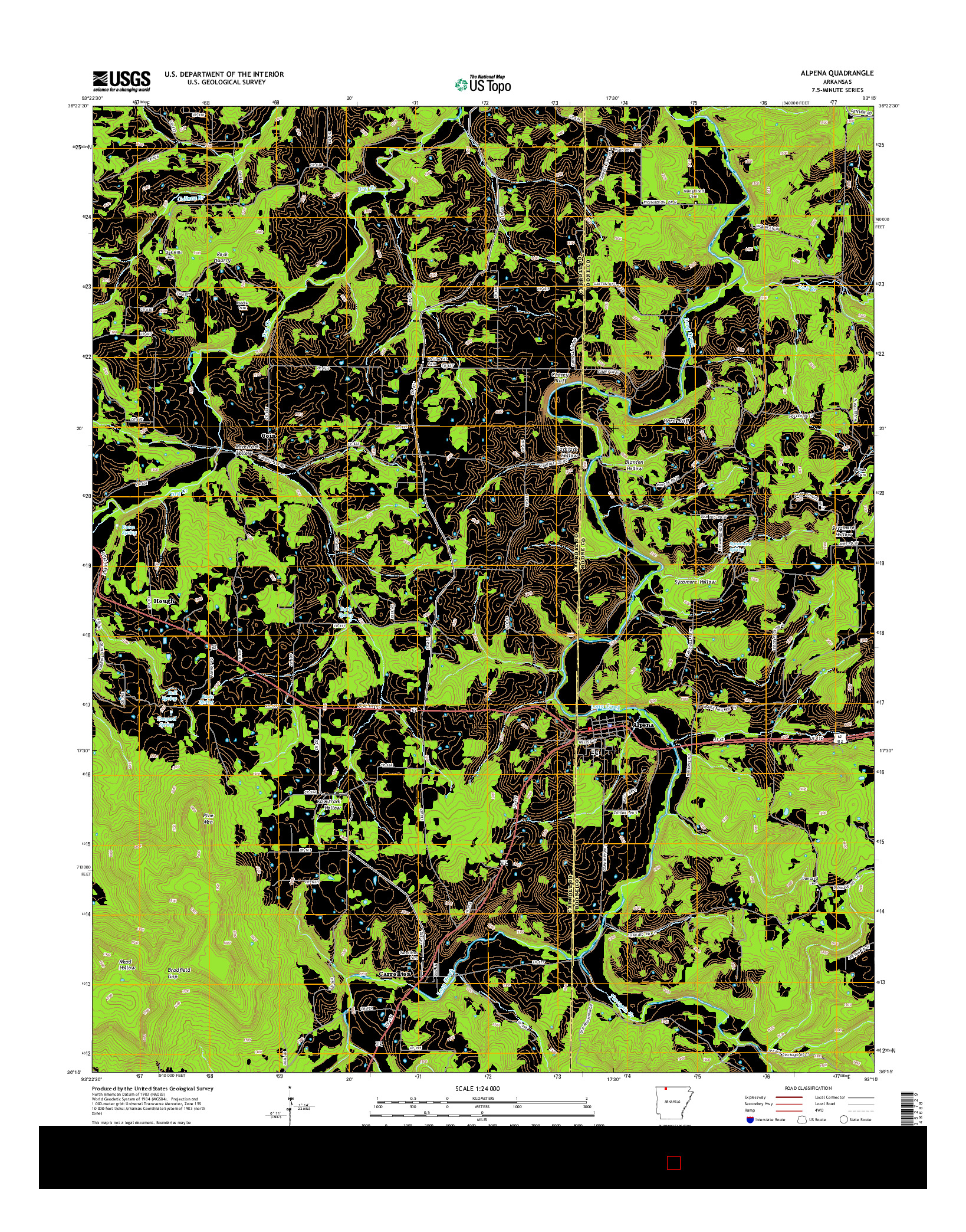 USGS US TOPO 7.5-MINUTE MAP FOR ALPENA, AR 2014