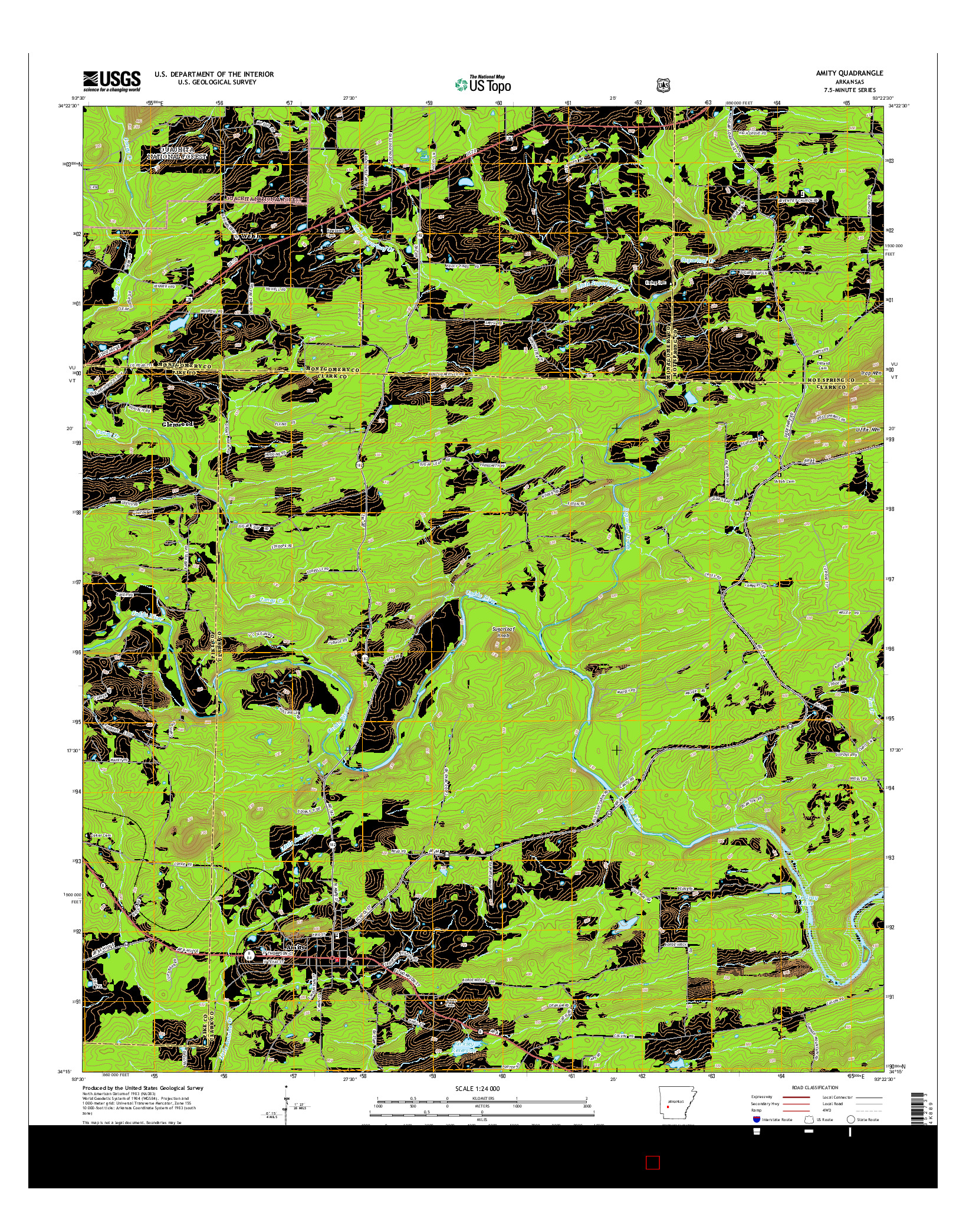 USGS US TOPO 7.5-MINUTE MAP FOR AMITY, AR 2014