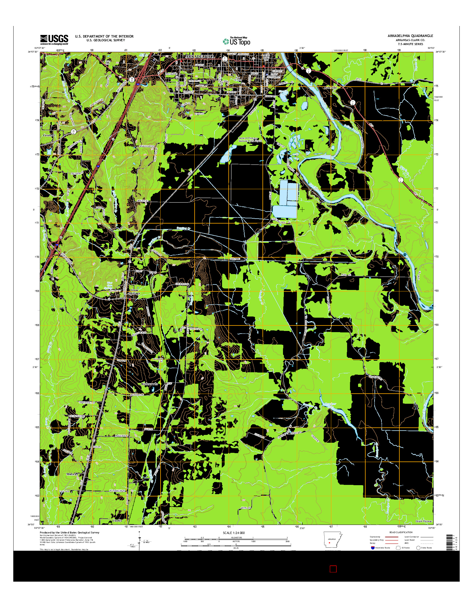 USGS US TOPO 7.5-MINUTE MAP FOR ARKADELPHIA, AR 2014