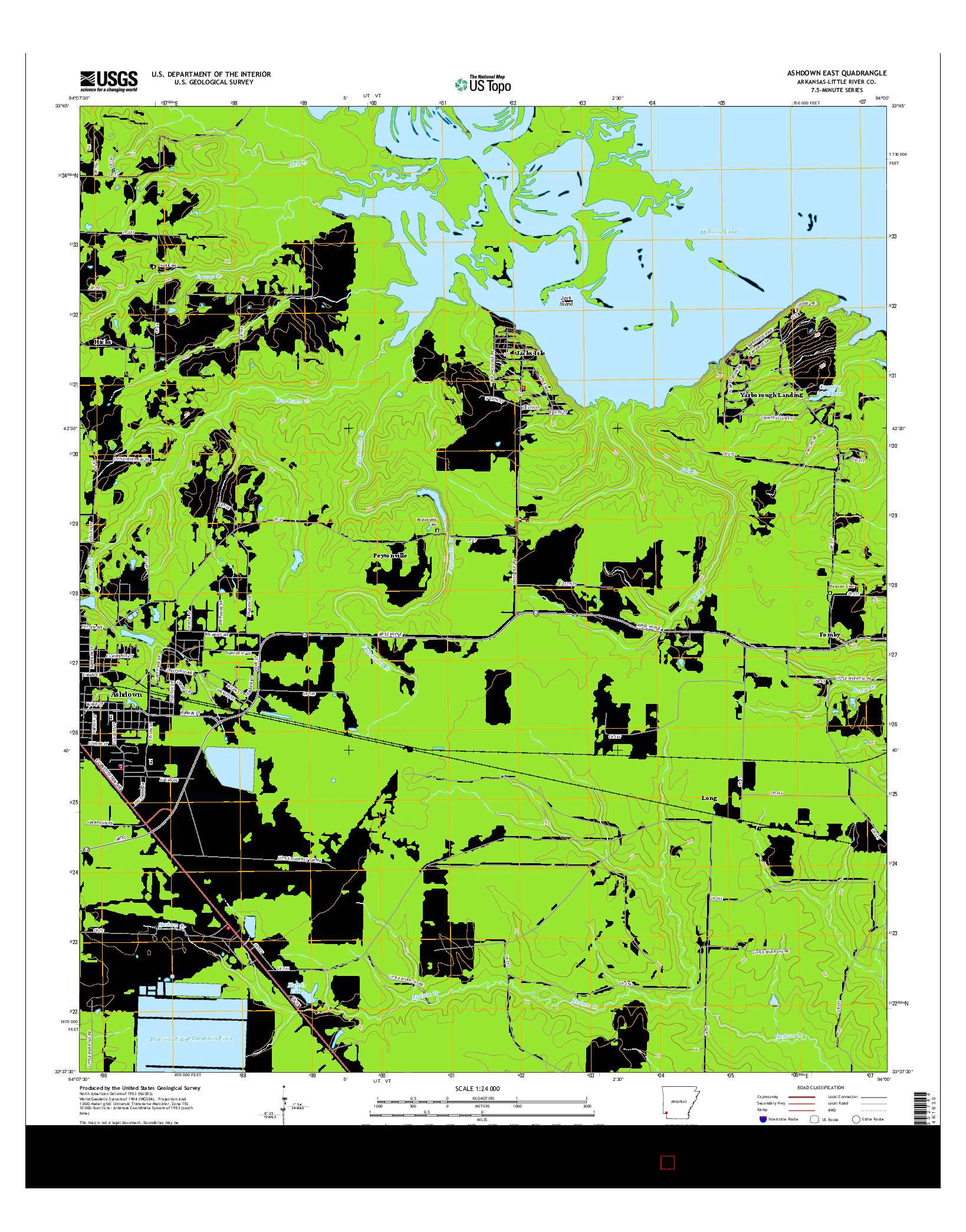 USGS US TOPO 7.5-MINUTE MAP FOR ASHDOWN EAST, AR 2014