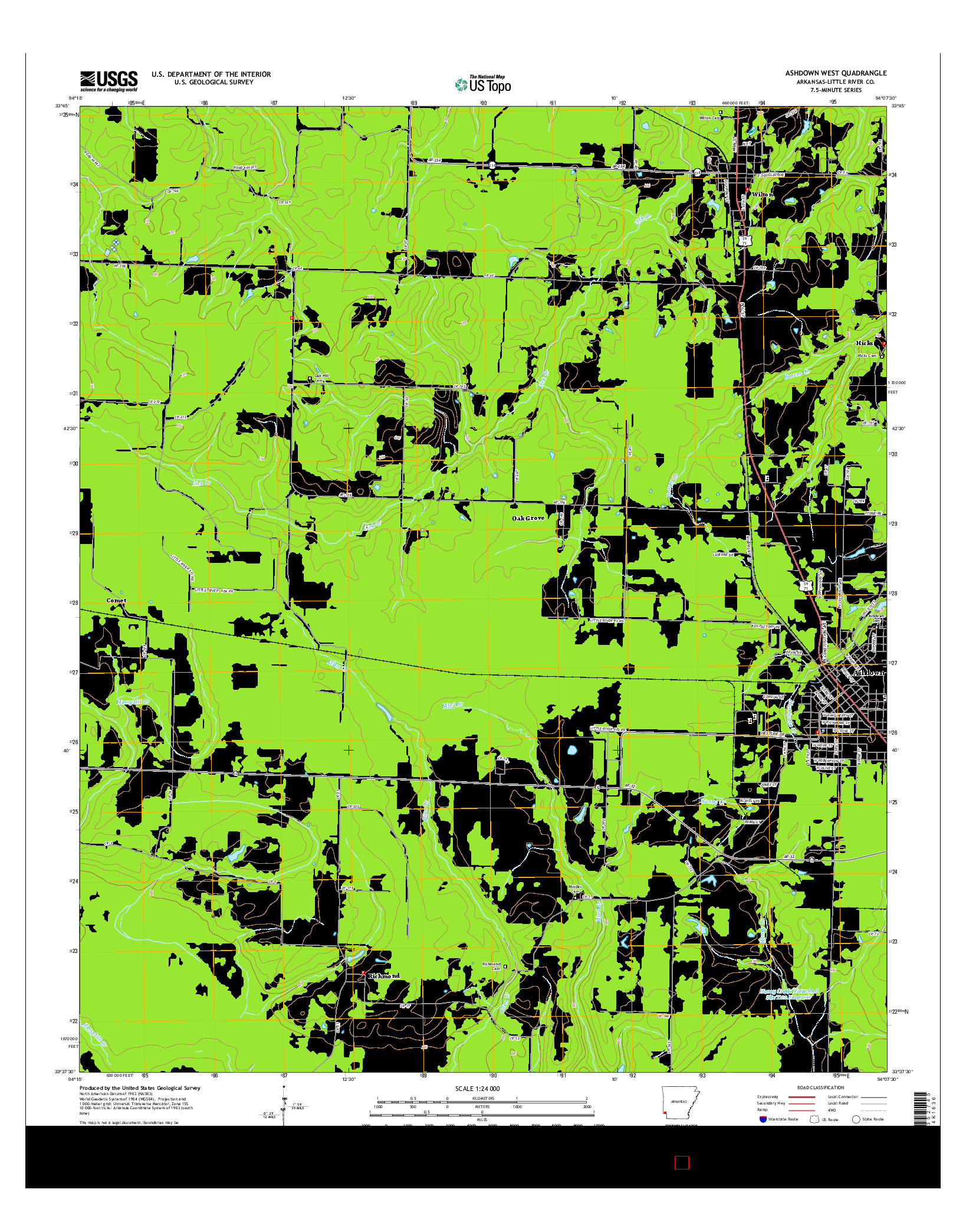 USGS US TOPO 7.5-MINUTE MAP FOR ASHDOWN WEST, AR 2014