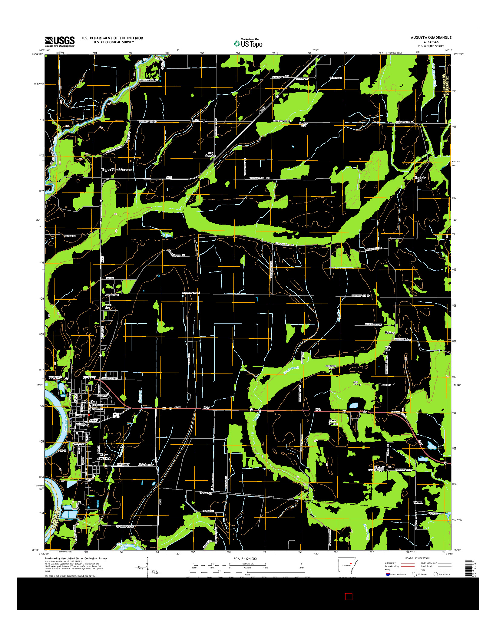 USGS US TOPO 7.5-MINUTE MAP FOR AUGUSTA, AR 2014