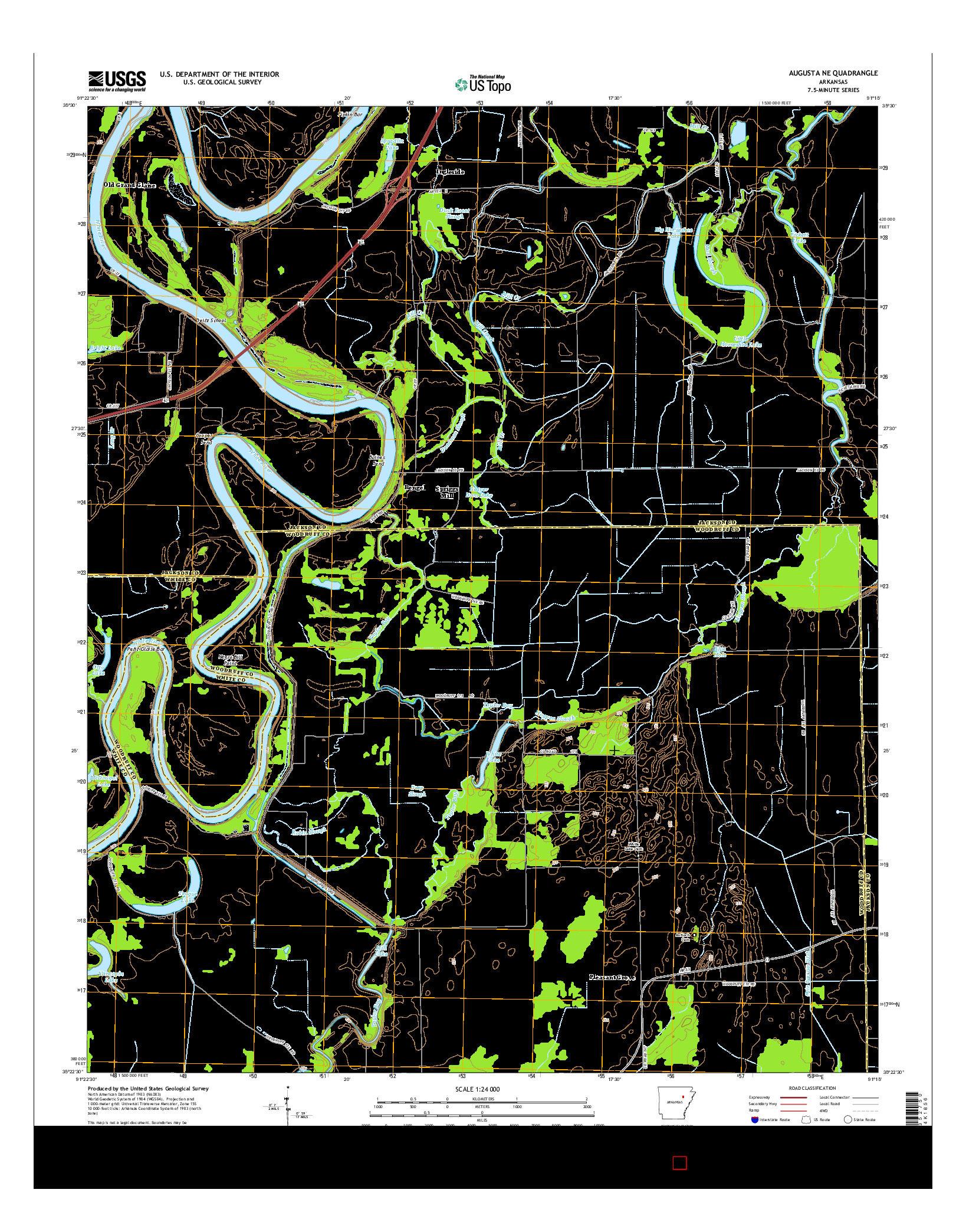 USGS US TOPO 7.5-MINUTE MAP FOR AUGUSTA NE, AR 2014