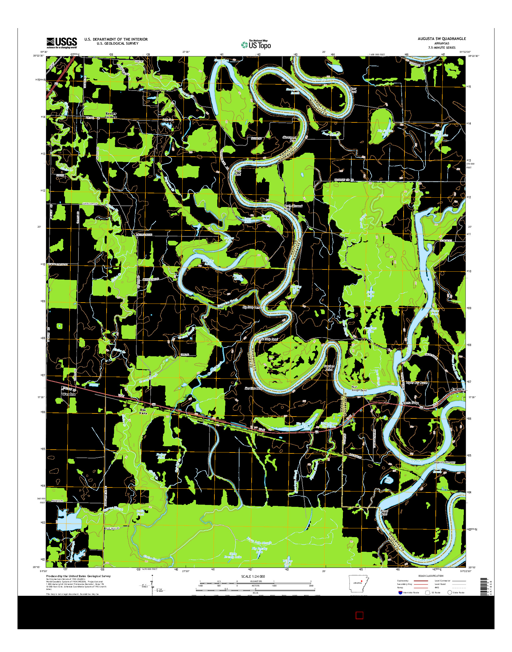 USGS US TOPO 7.5-MINUTE MAP FOR AUGUSTA SW, AR 2014