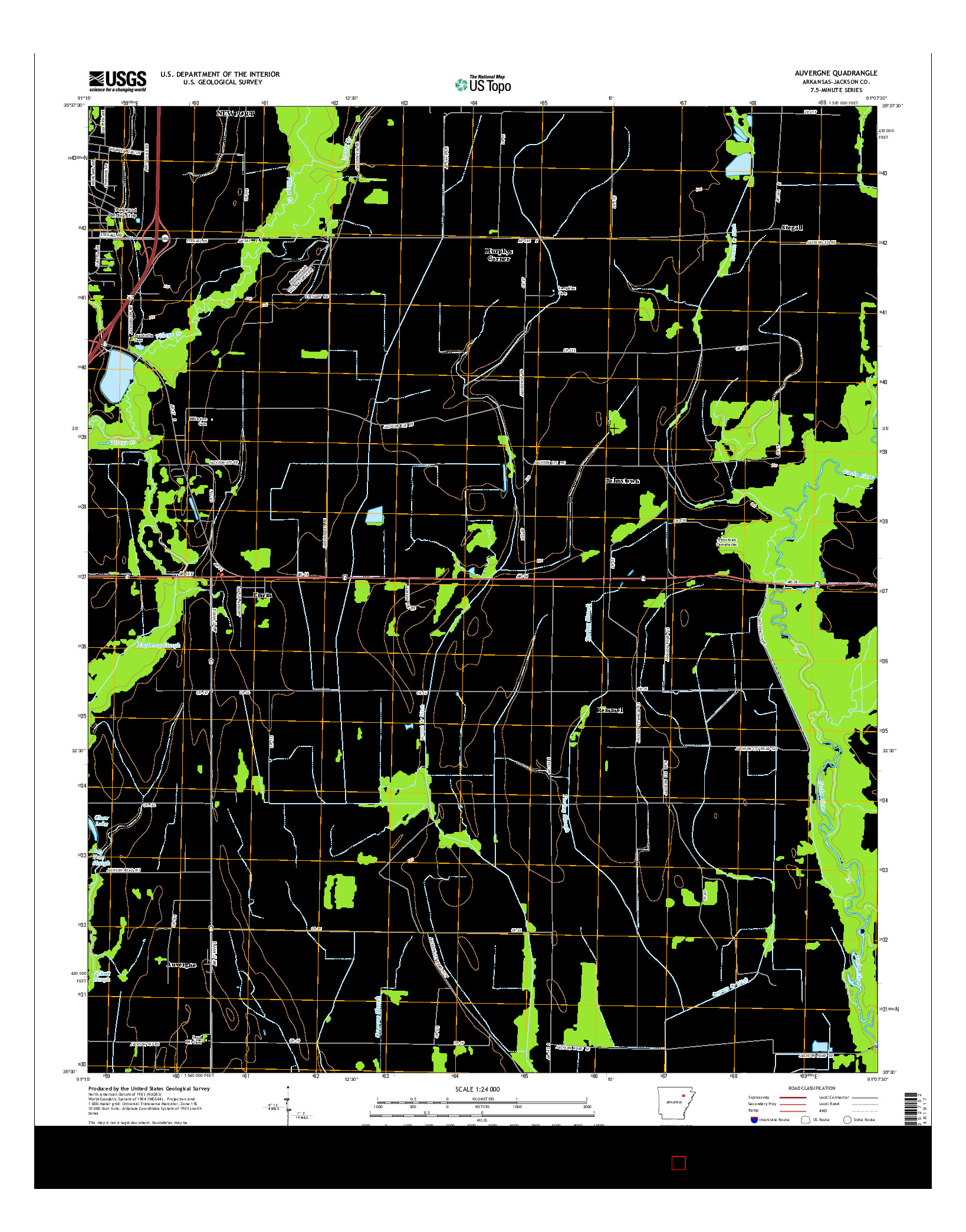 USGS US TOPO 7.5-MINUTE MAP FOR AUVERGNE, AR 2014