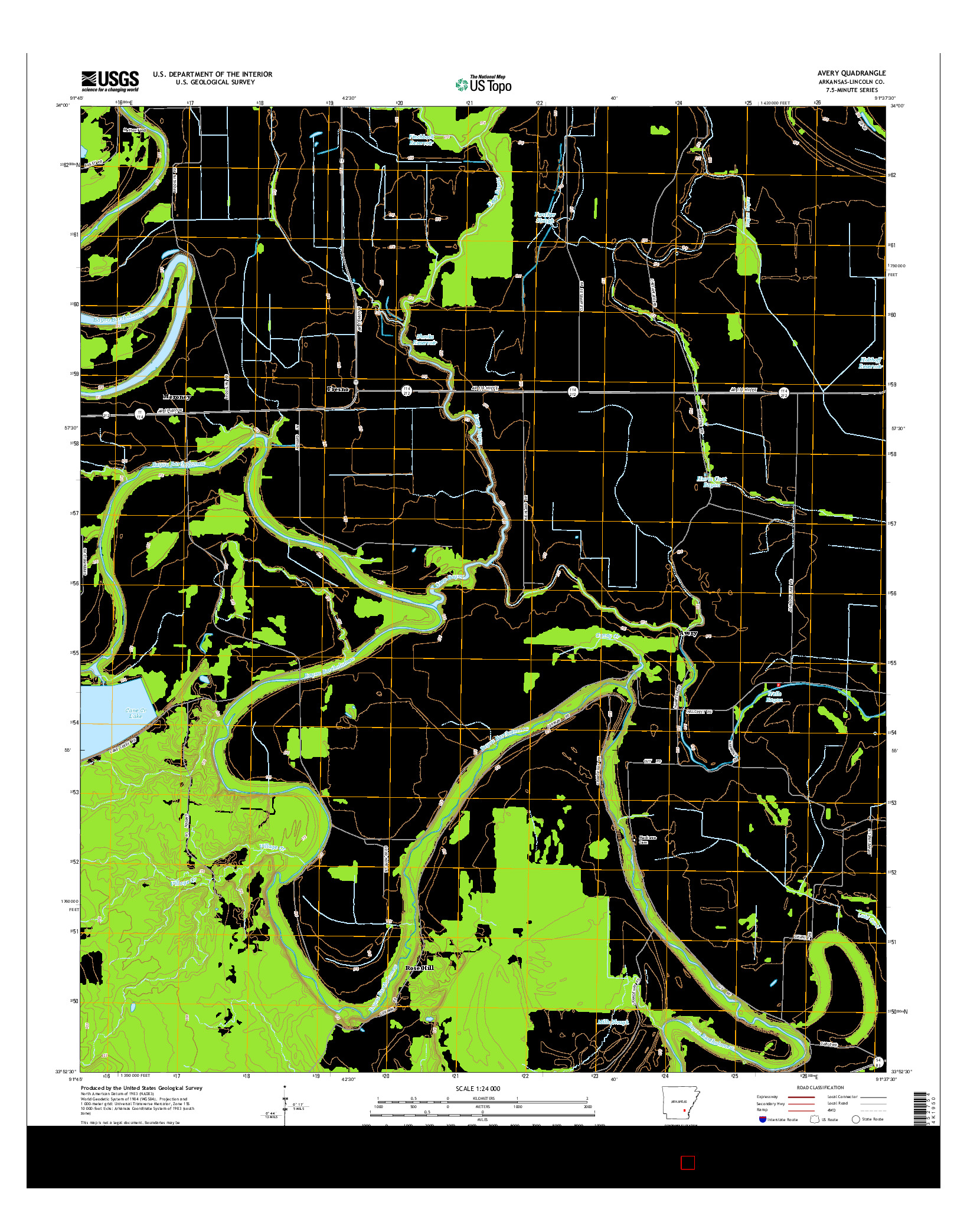 USGS US TOPO 7.5-MINUTE MAP FOR AVERY, AR 2014