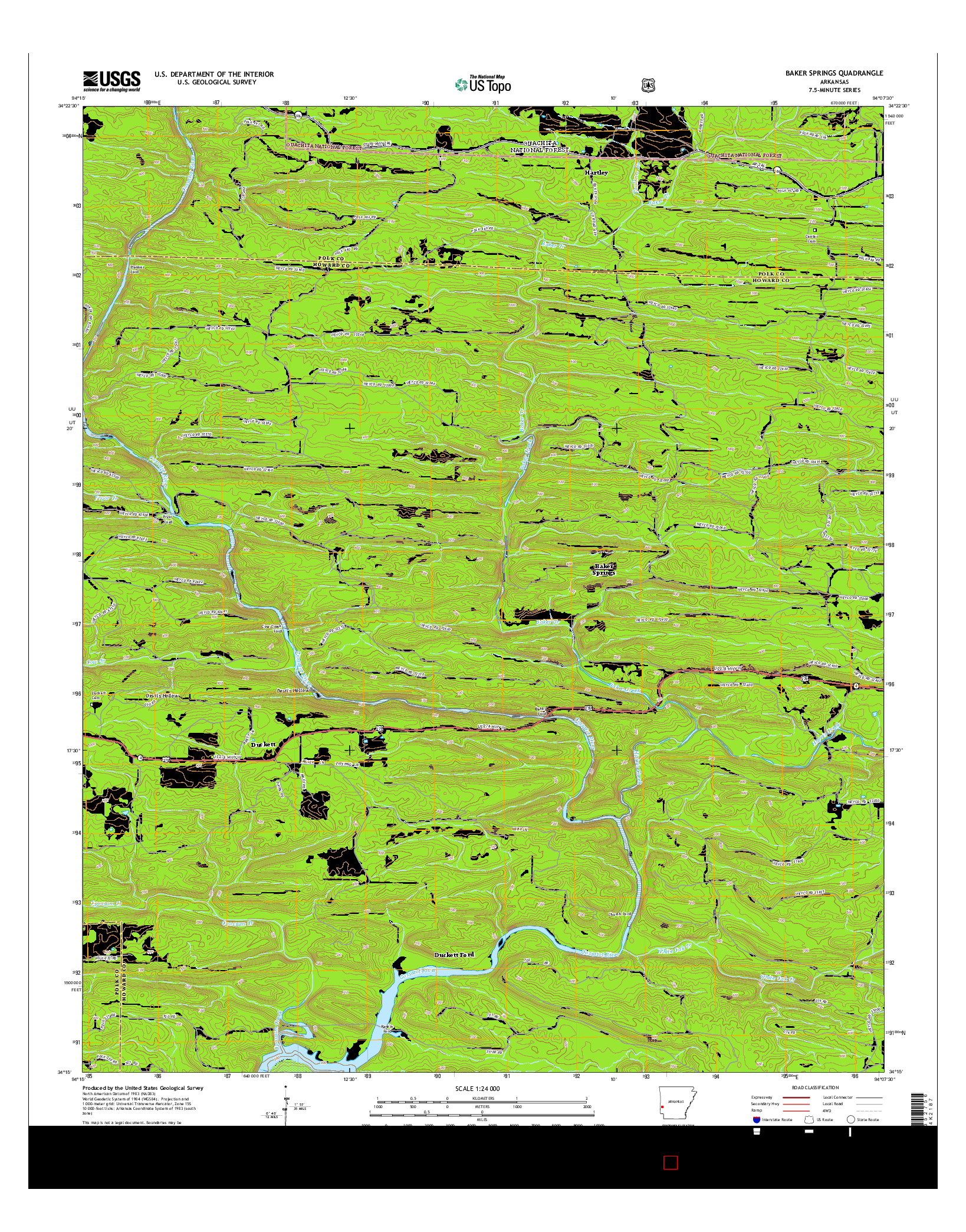 USGS US TOPO 7.5-MINUTE MAP FOR BAKER SPRINGS, AR 2014