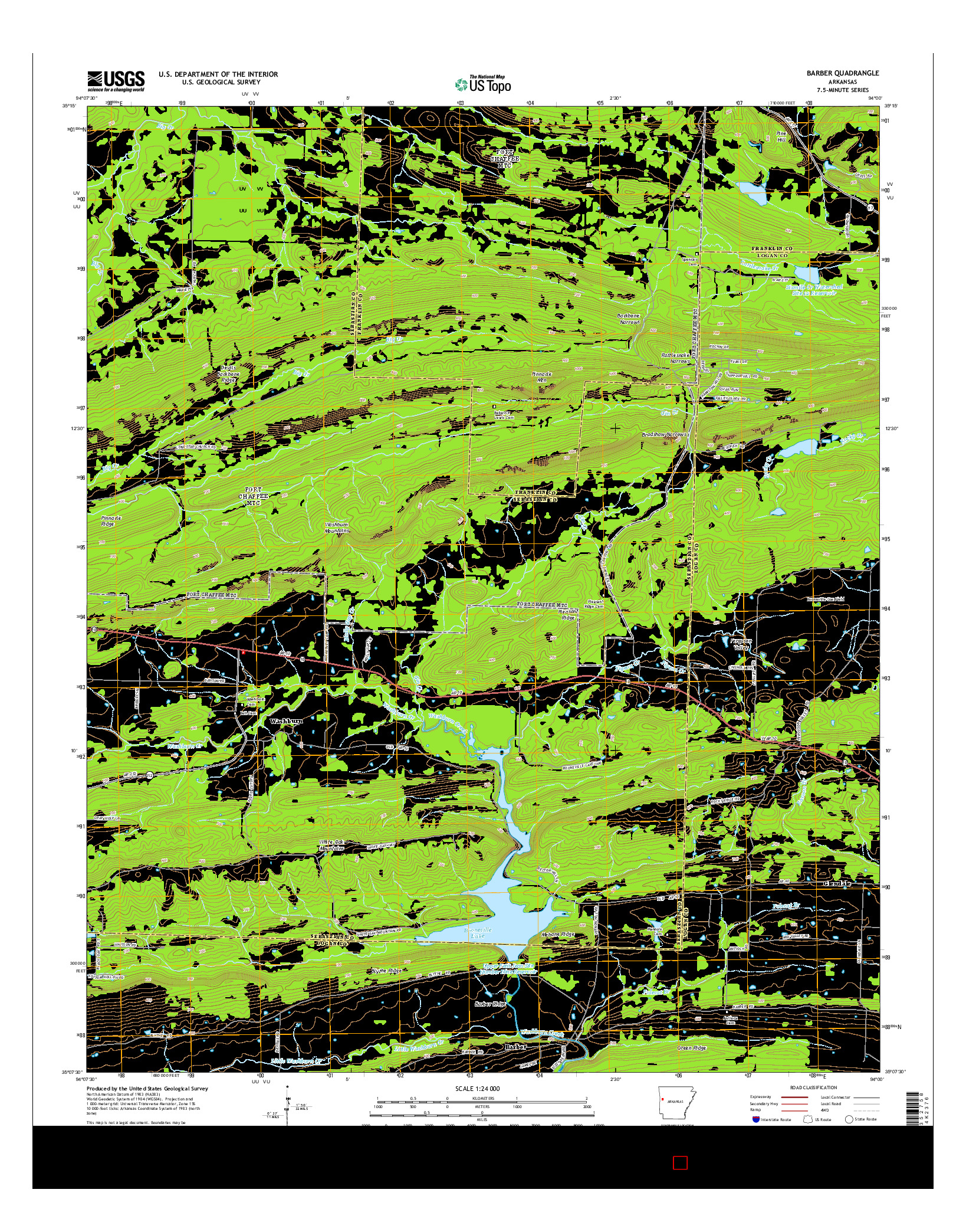 USGS US TOPO 7.5-MINUTE MAP FOR BARBER, AR 2014