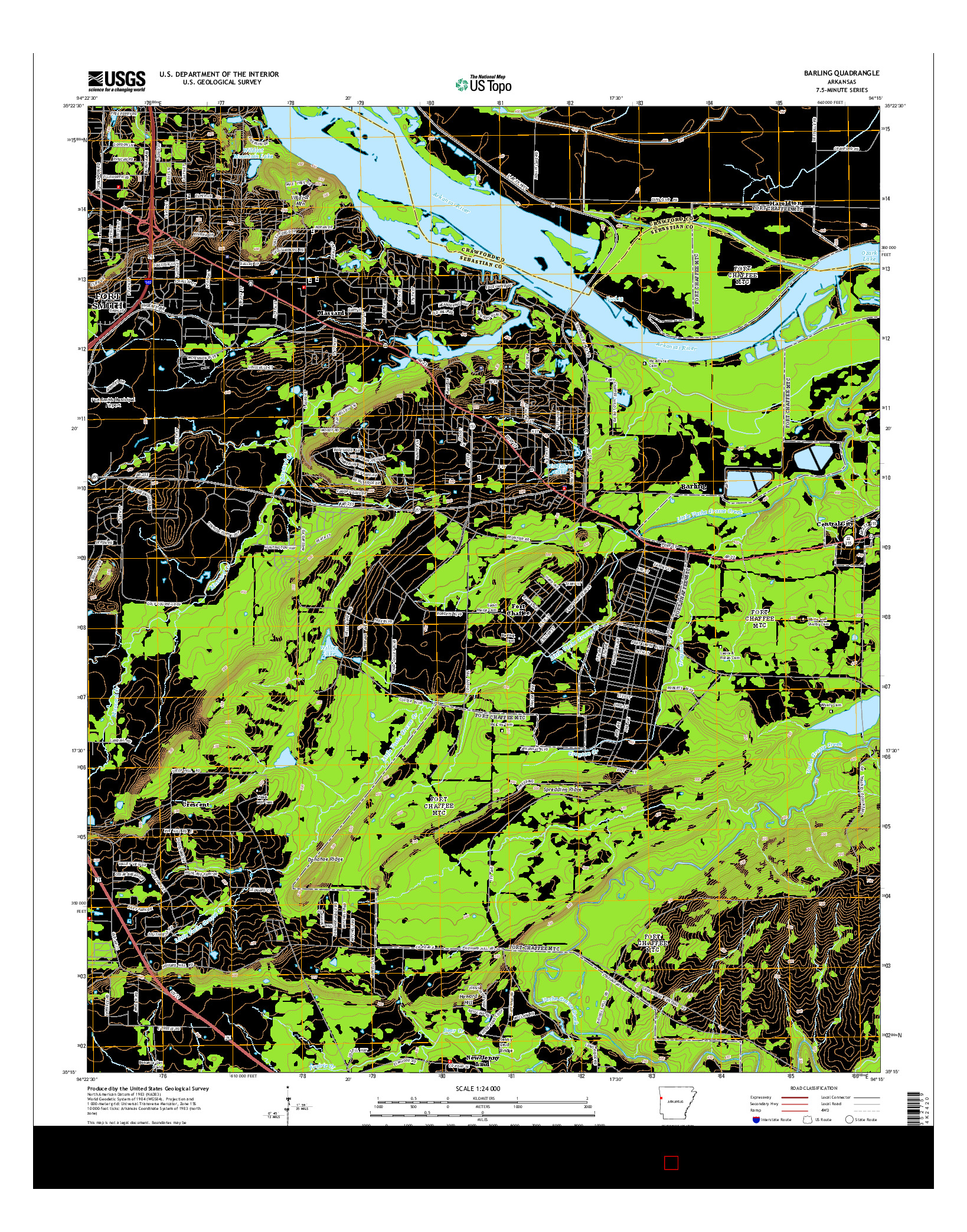 USGS US TOPO 7.5-MINUTE MAP FOR BARLING, AR 2014