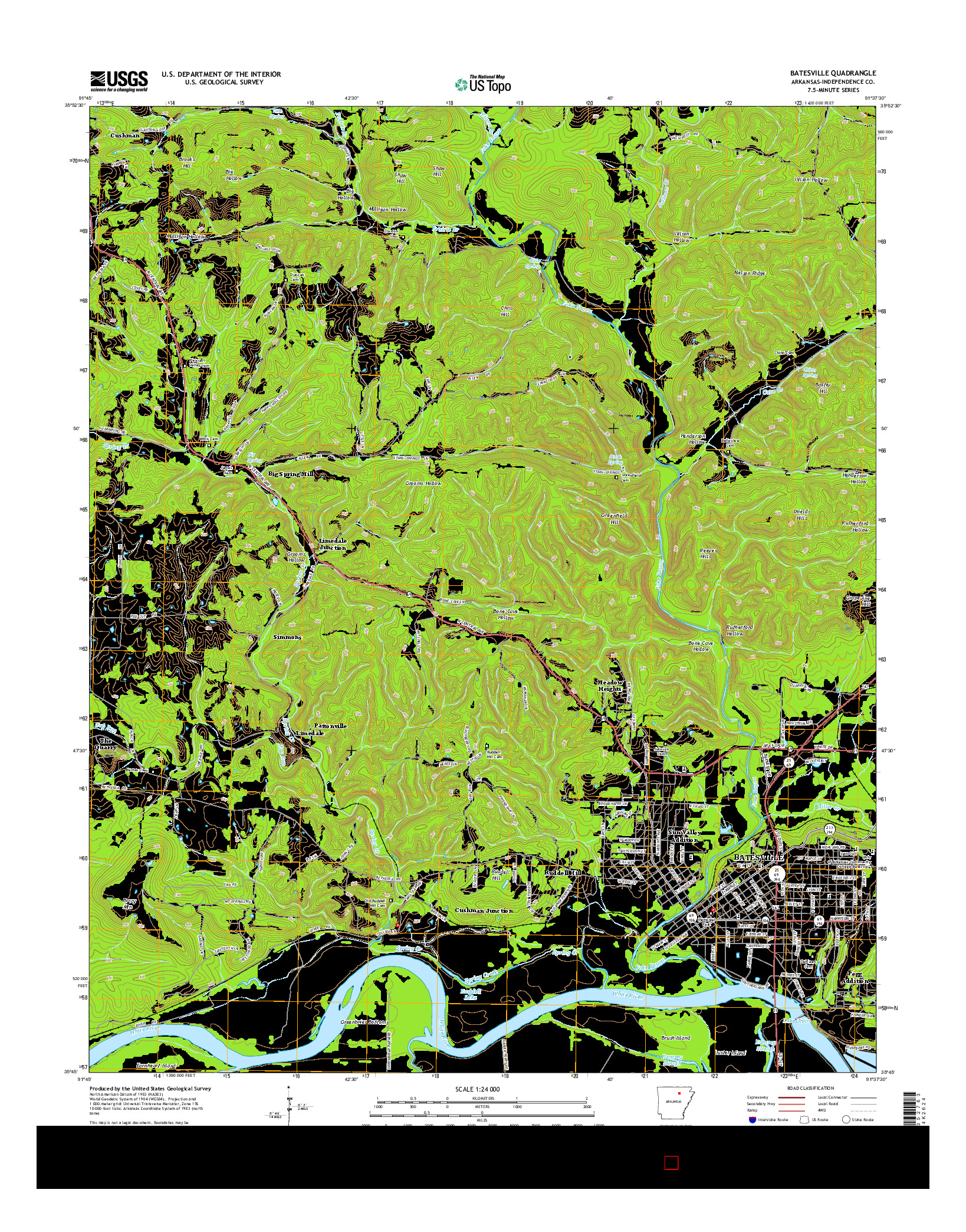 USGS US TOPO 7.5-MINUTE MAP FOR BATESVILLE, AR 2014