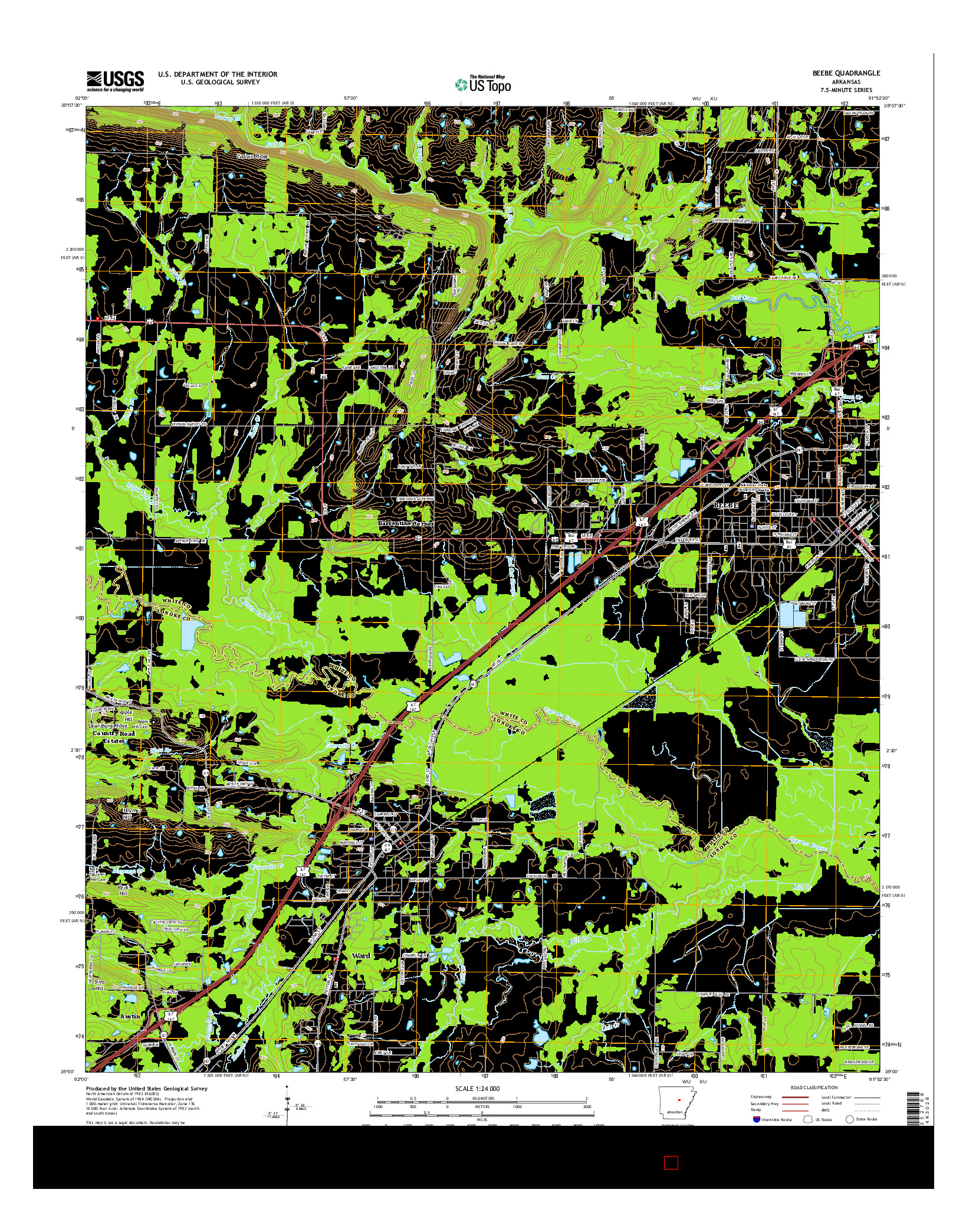 USGS US TOPO 7.5-MINUTE MAP FOR BEEBE, AR 2014