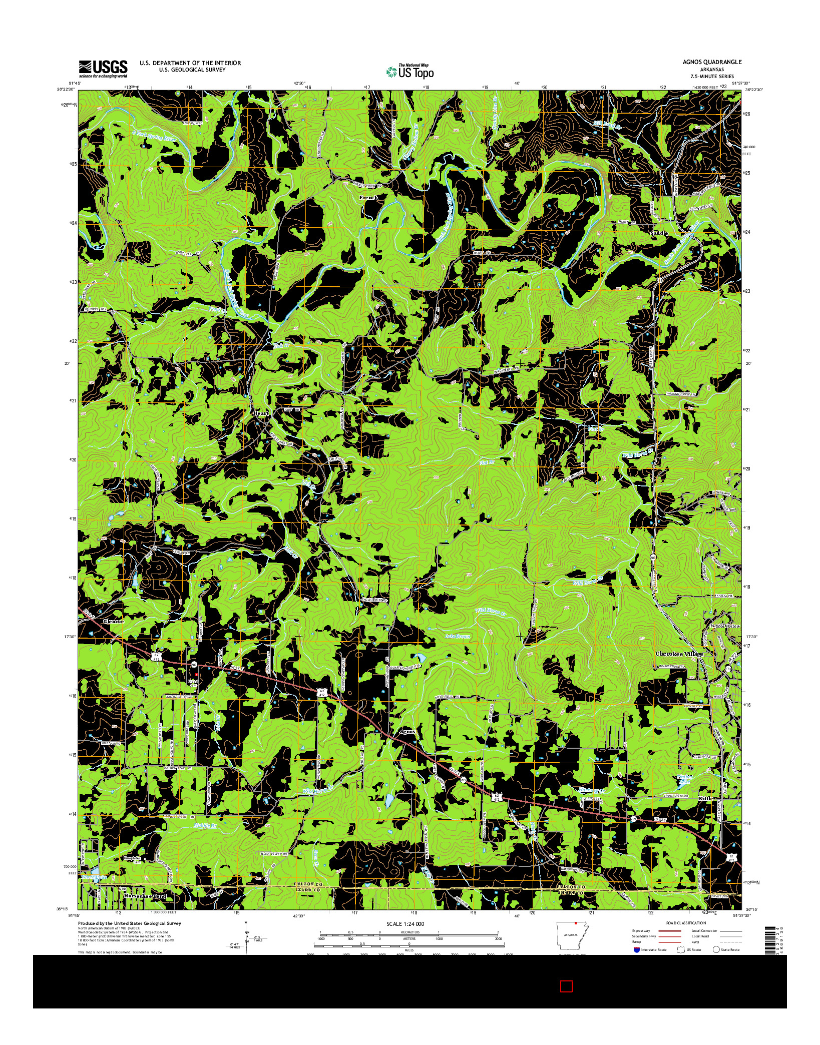 USGS US TOPO 7.5-MINUTE MAP FOR AGNOS, AR 2014