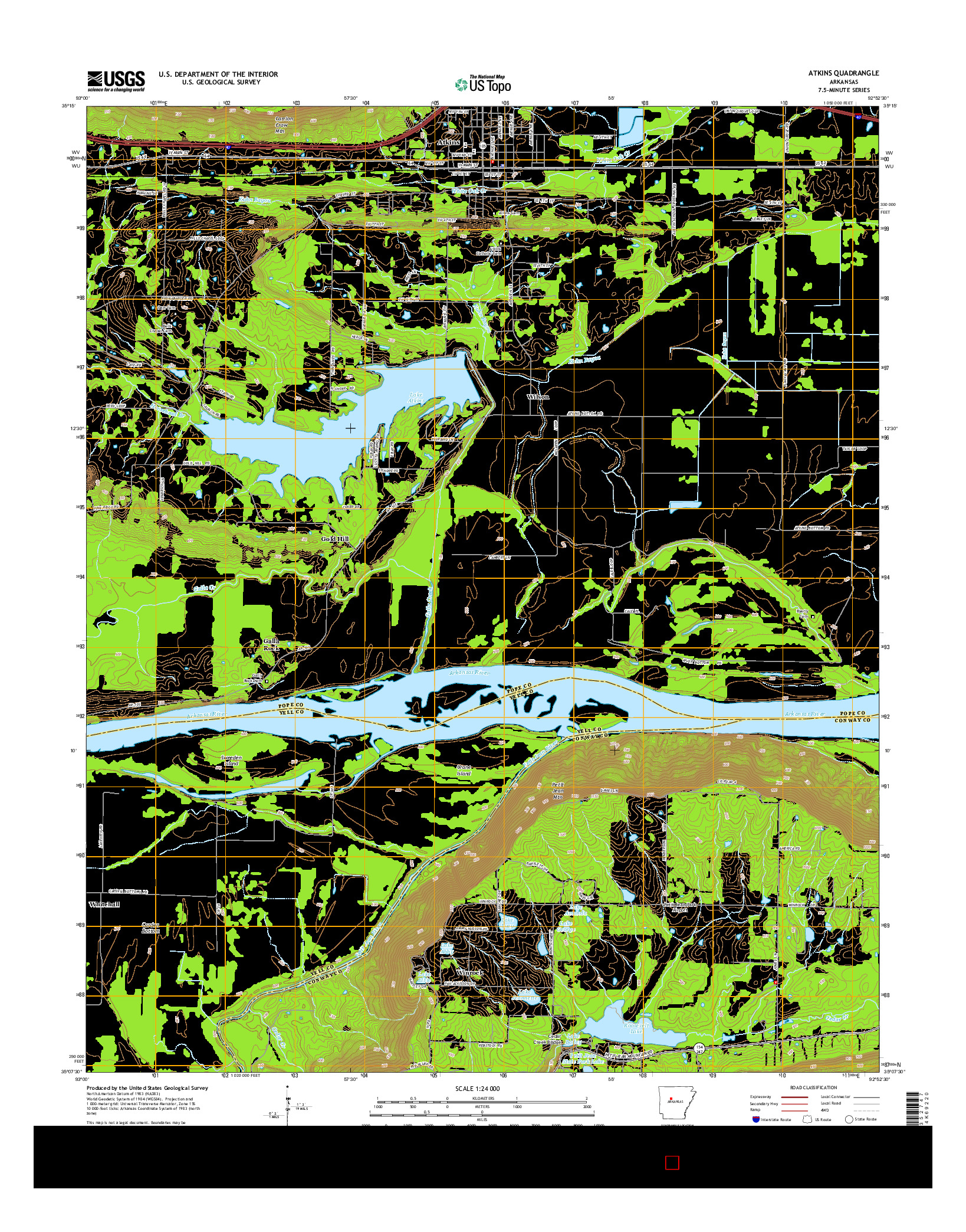 USGS US TOPO 7.5-MINUTE MAP FOR ATKINS, AR 2014