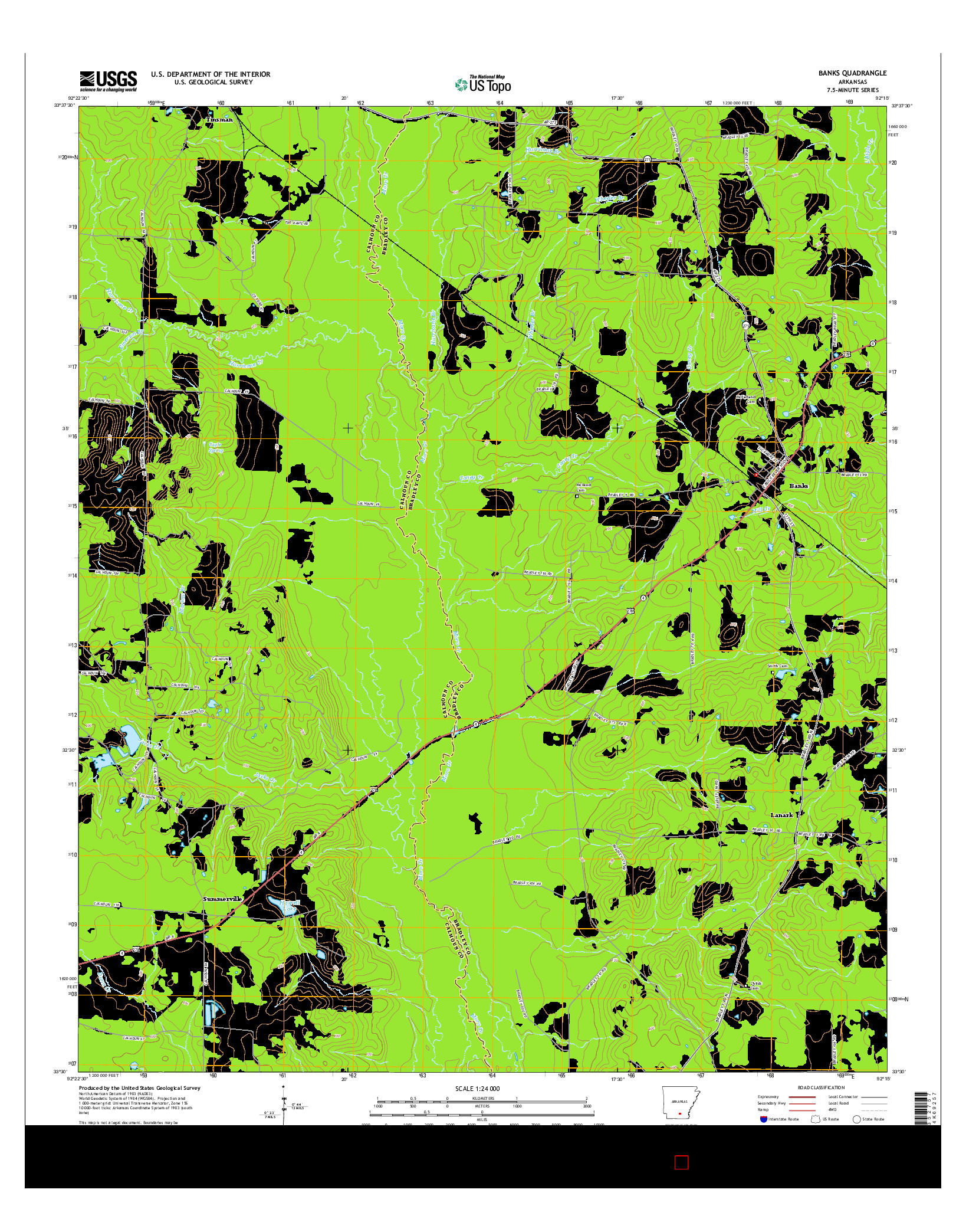 USGS US TOPO 7.5-MINUTE MAP FOR BANKS, AR 2014