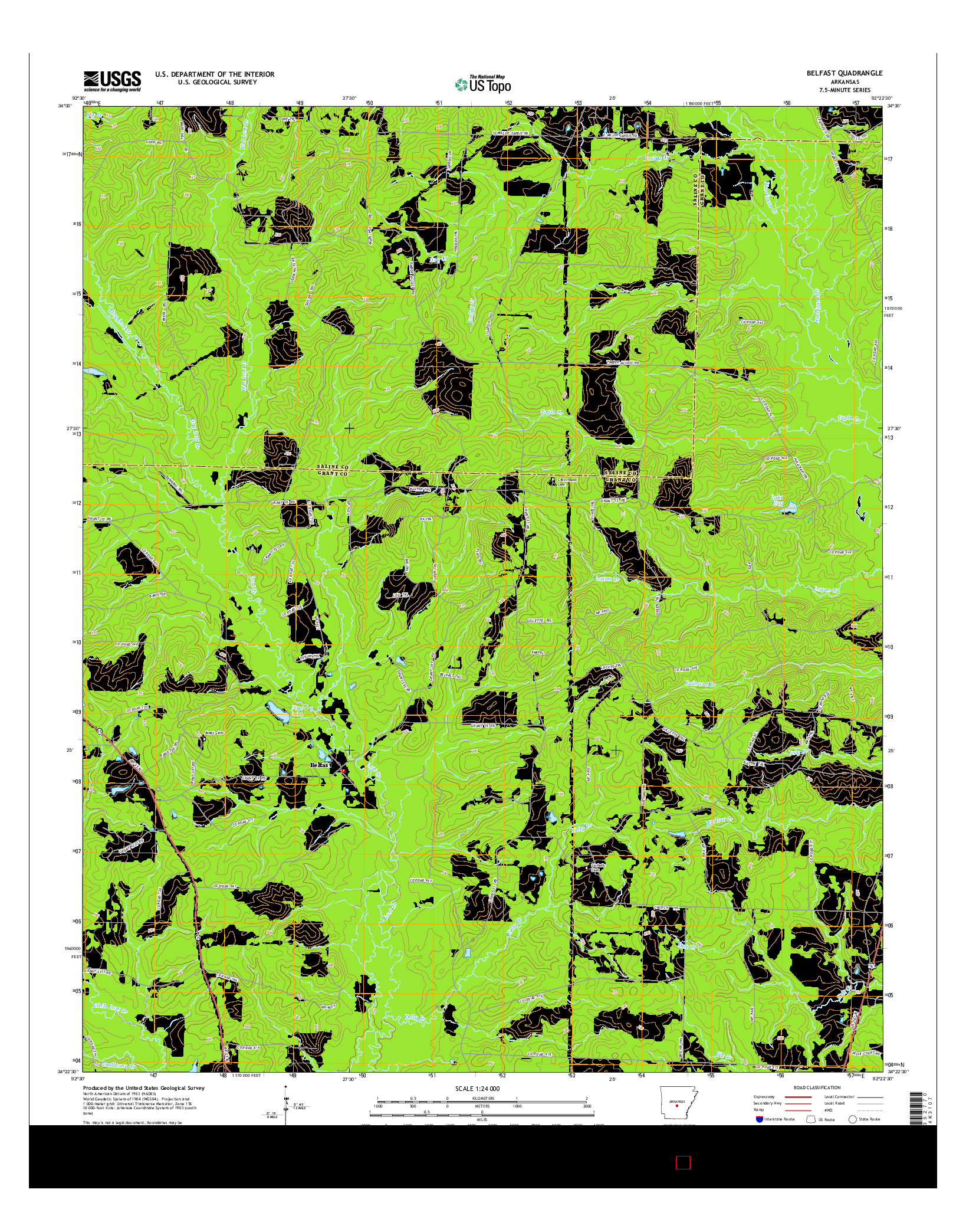 USGS US TOPO 7.5-MINUTE MAP FOR BELFAST, AR 2014