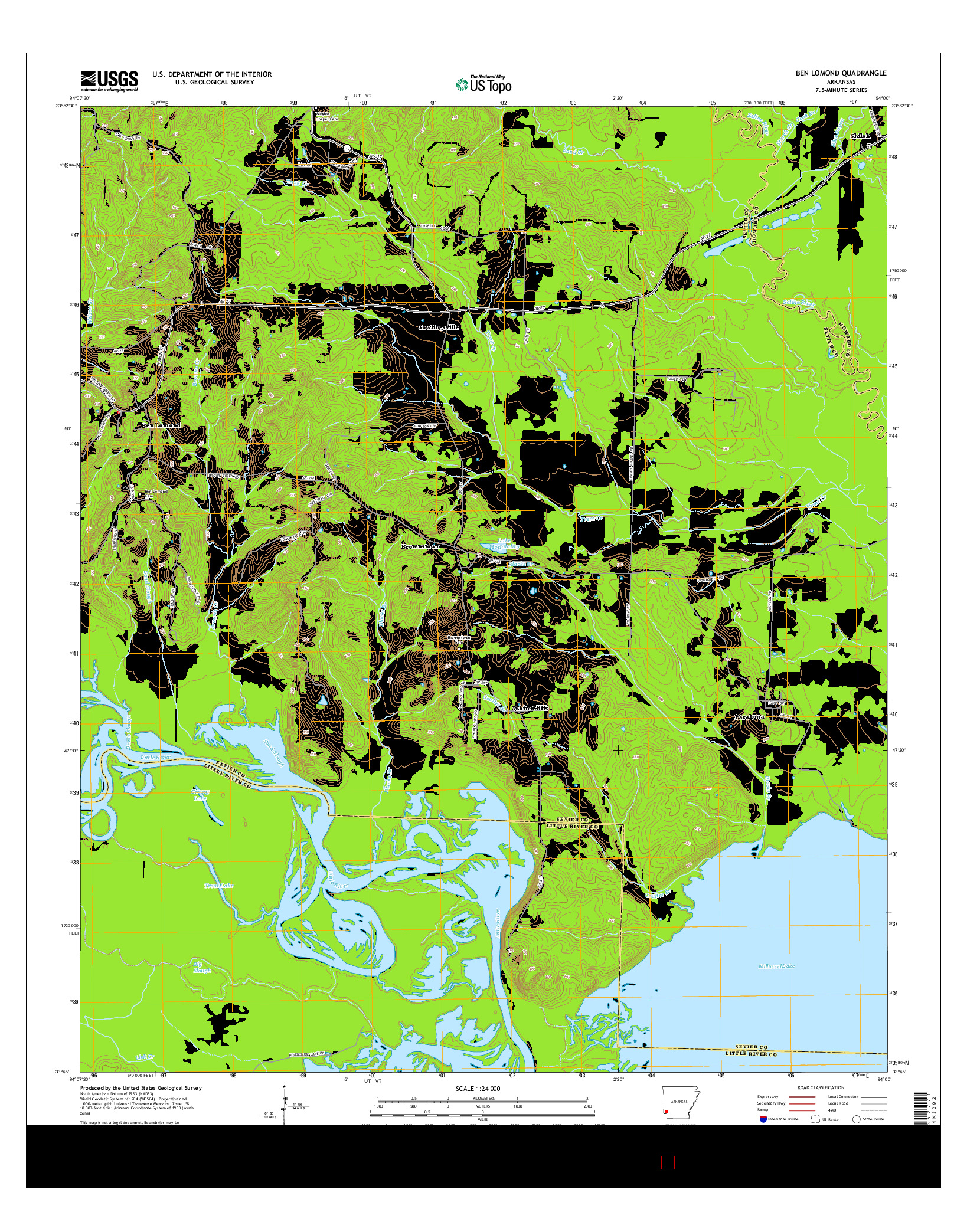 USGS US TOPO 7.5-MINUTE MAP FOR BEN LOMOND, AR 2014