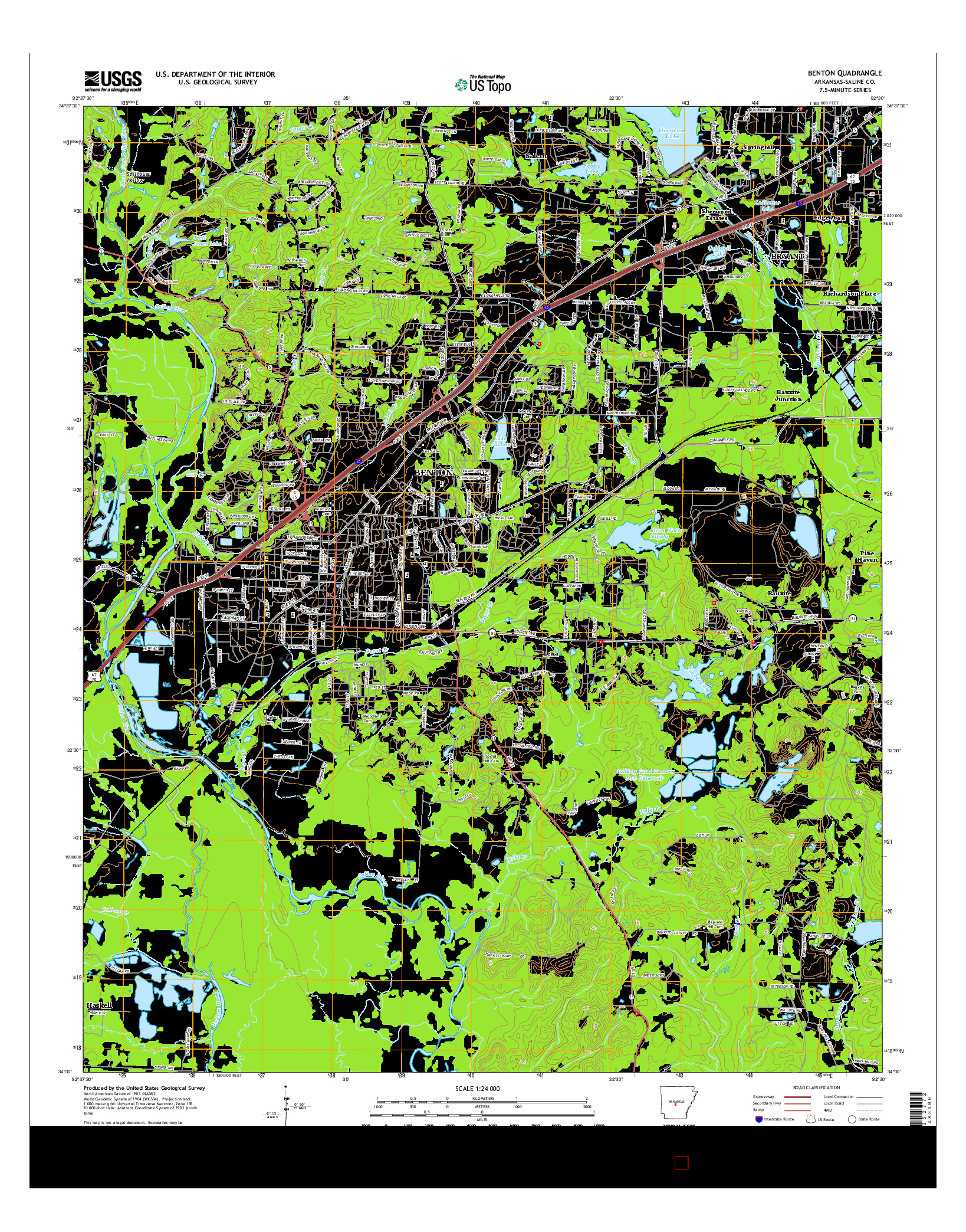 USGS US TOPO 7.5-MINUTE MAP FOR BENTON, AR 2014