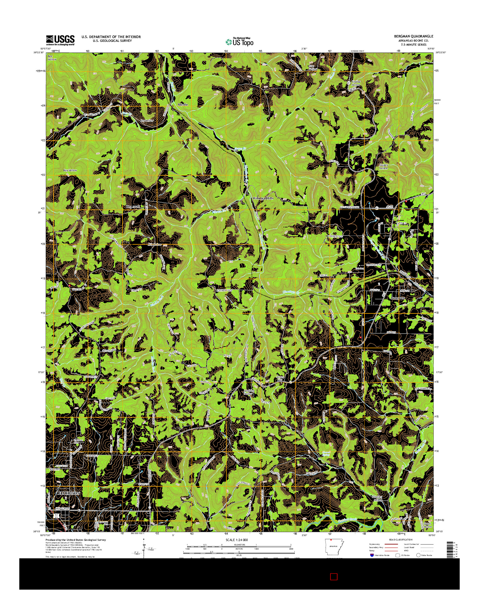 USGS US TOPO 7.5-MINUTE MAP FOR BERGMAN, AR 2014