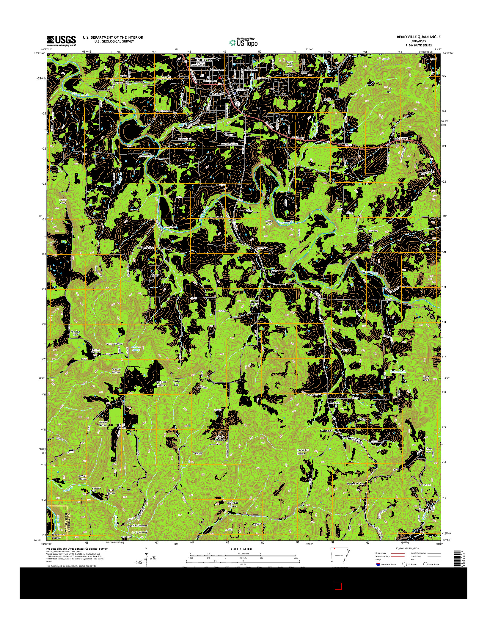 USGS US TOPO 7.5-MINUTE MAP FOR BERRYVILLE, AR 2014